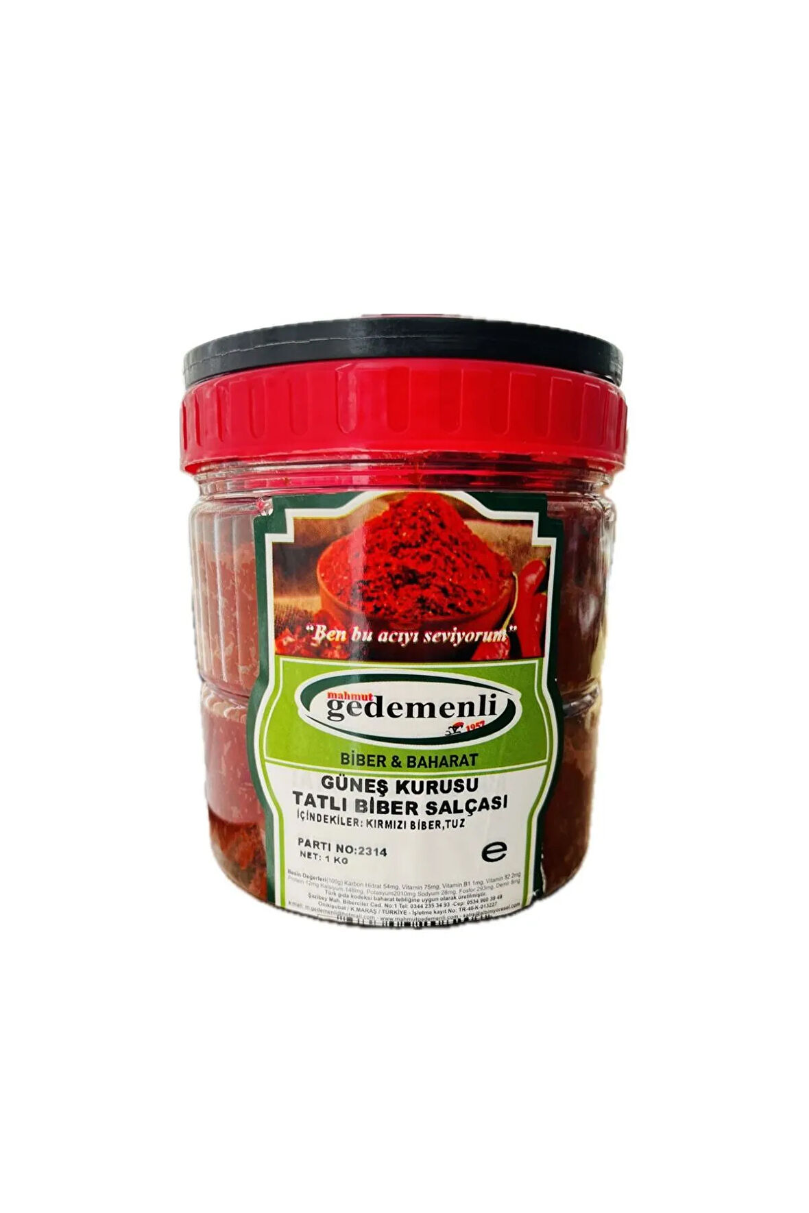 GÜNEŞ KURUSU EV TİPİ TATLI BİBER SALÇASI 1 KG