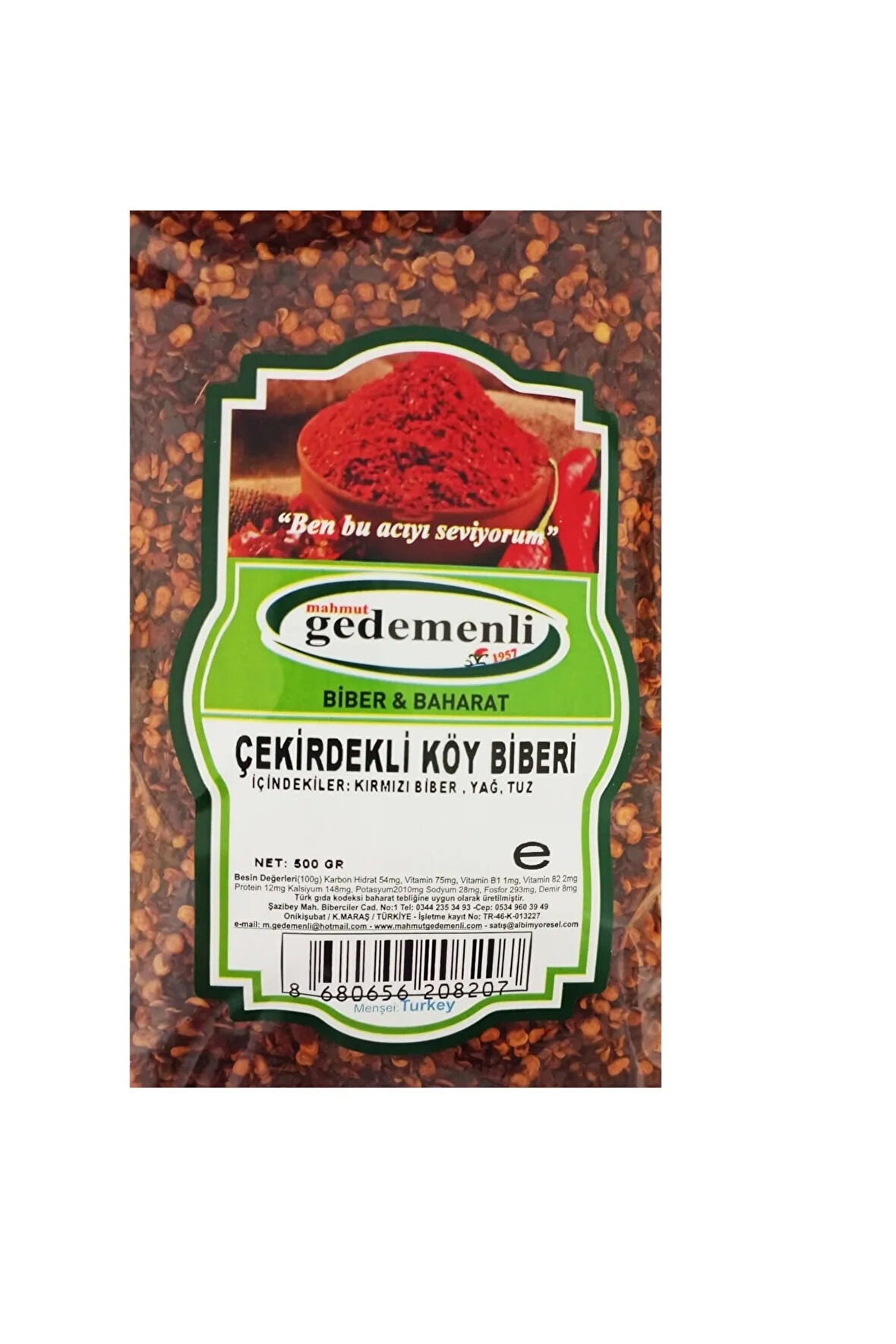 ÇEKİRDEKLİ KÖY BİBERİ 500 GR