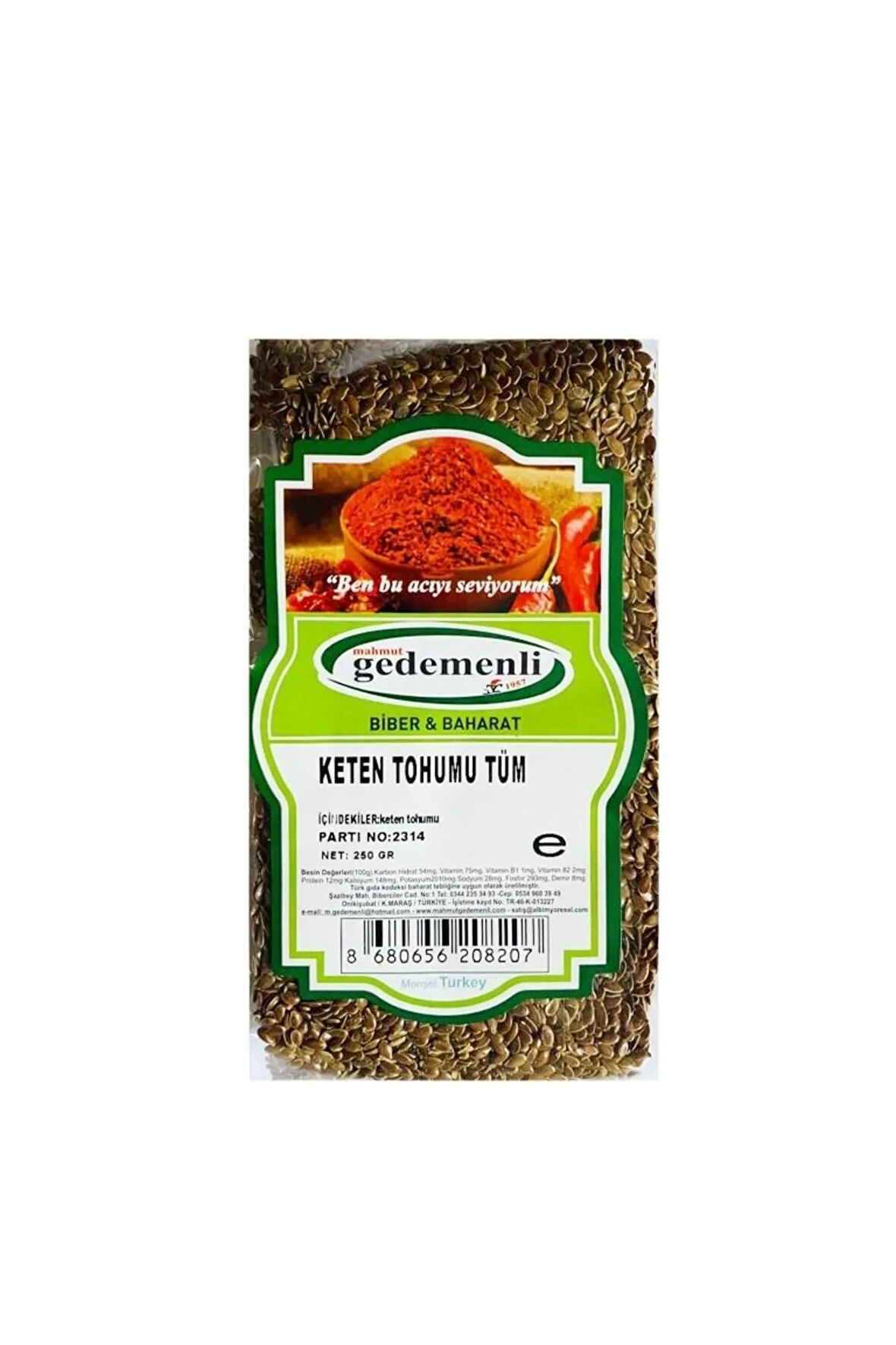 Keten Tohumu Tane Glutensiz 250 Gr