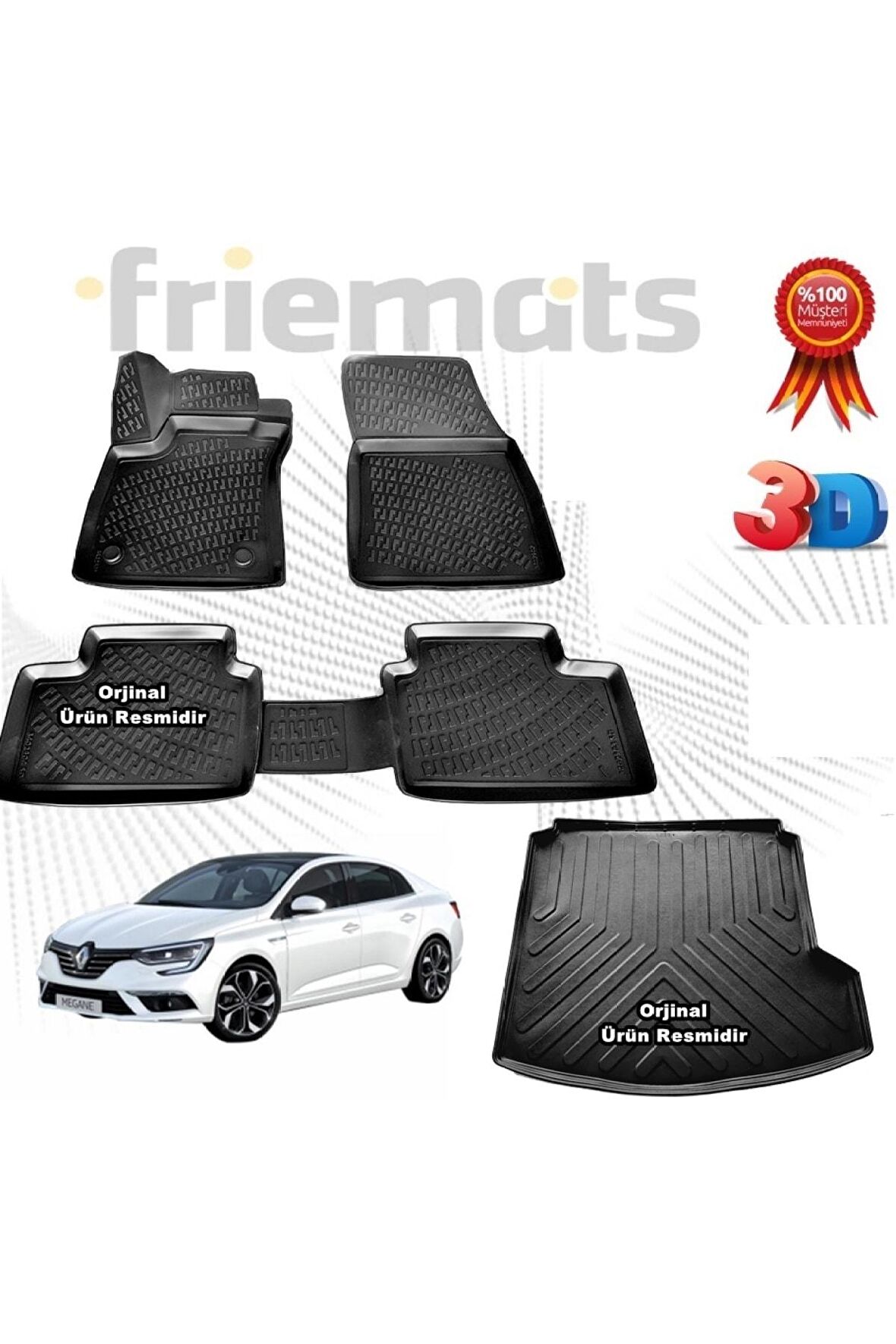 Renault Megane 4 Sedan (touch) 3d Havuzlu Paspas + 3d Bagaj Havuzu 2016 Sonrası