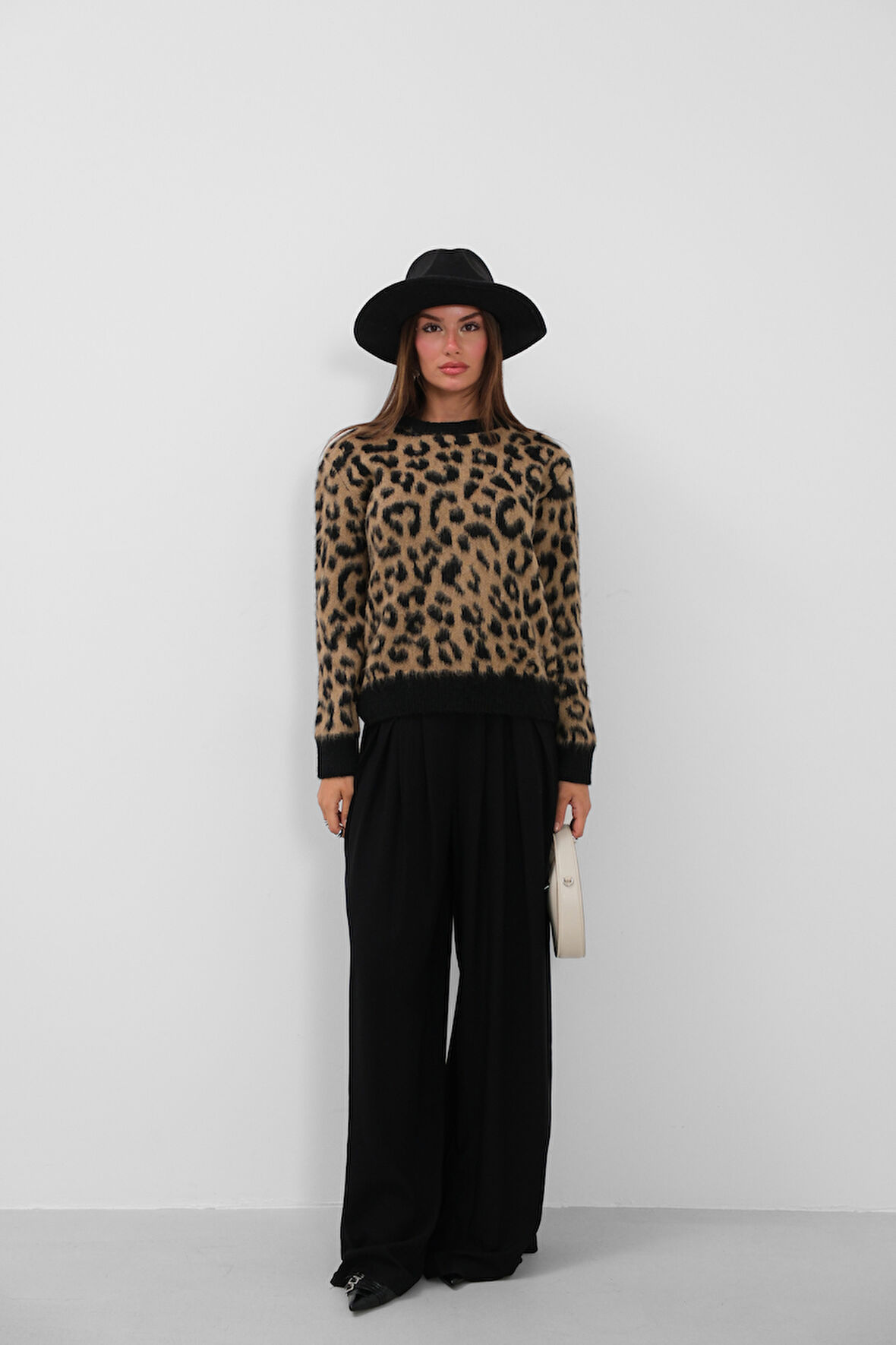 Leopar Desenli Oversize Kazak