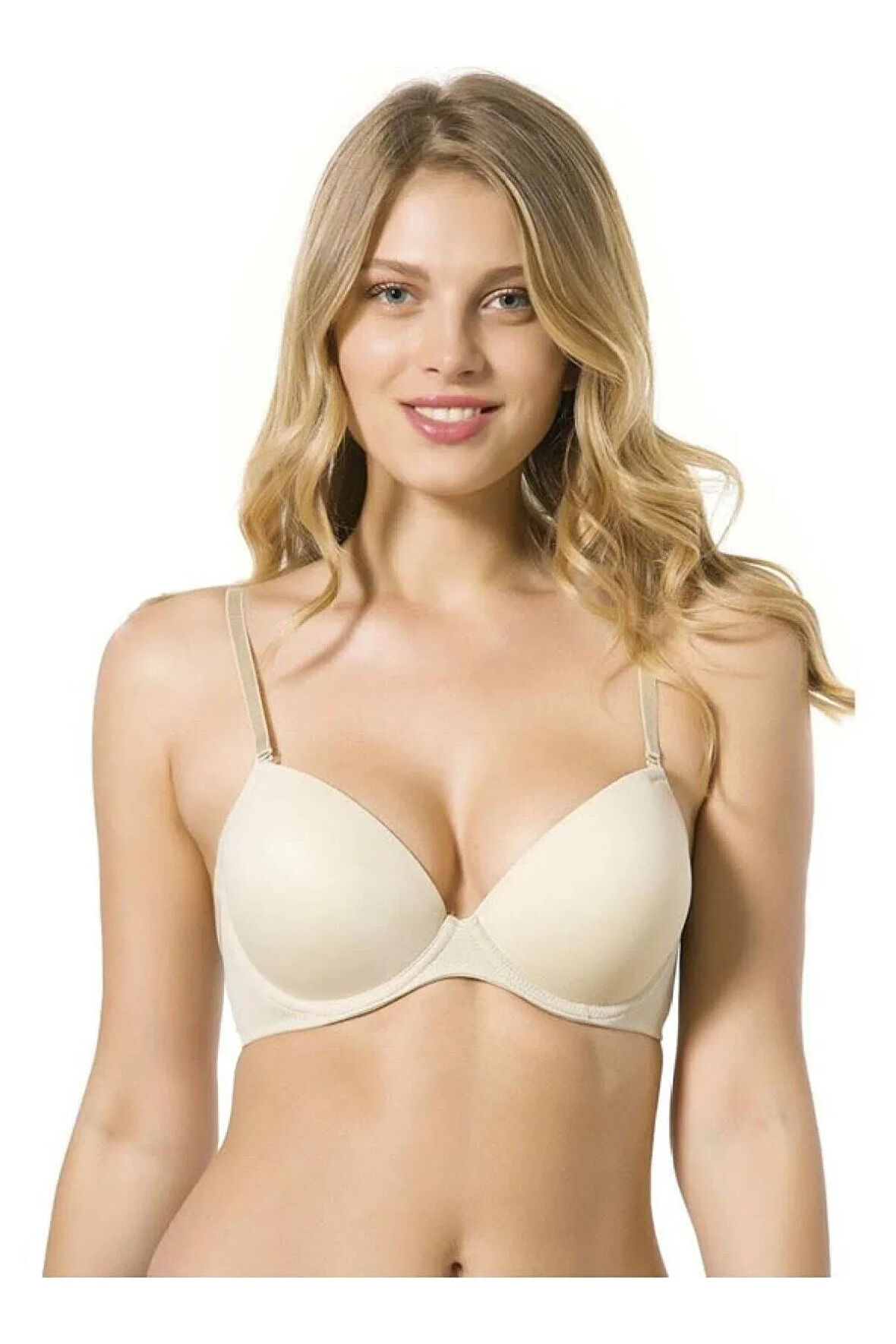 7050 Micro Kaplı Kulaksız Push Up Balenli Silikonlu Sütyen