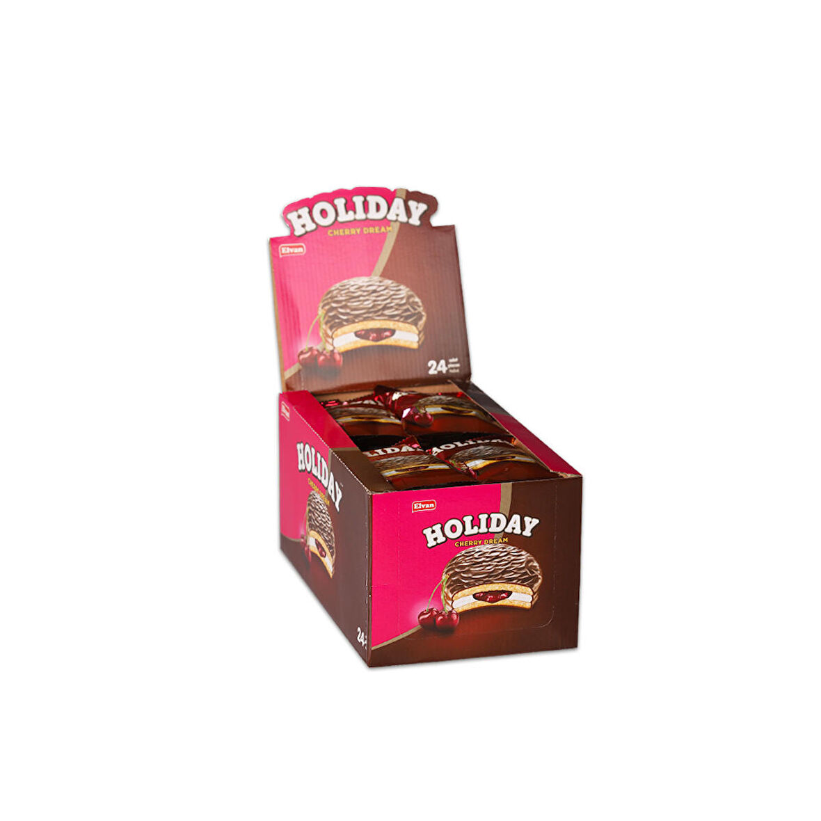 Elvan Holiday Vişneli Sandviç Bisküvi 30 Gr. 24lü 1(Paket)