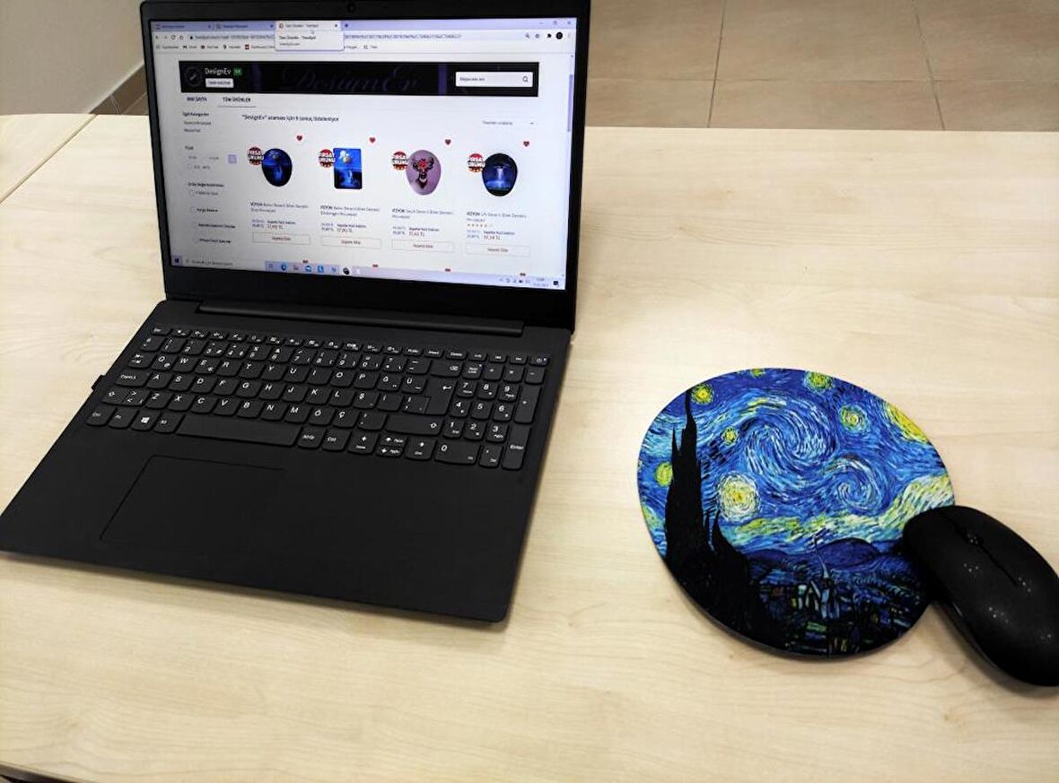 Van Gogh Yıldızlı Gece Bilek Destekli Oval Mousepad