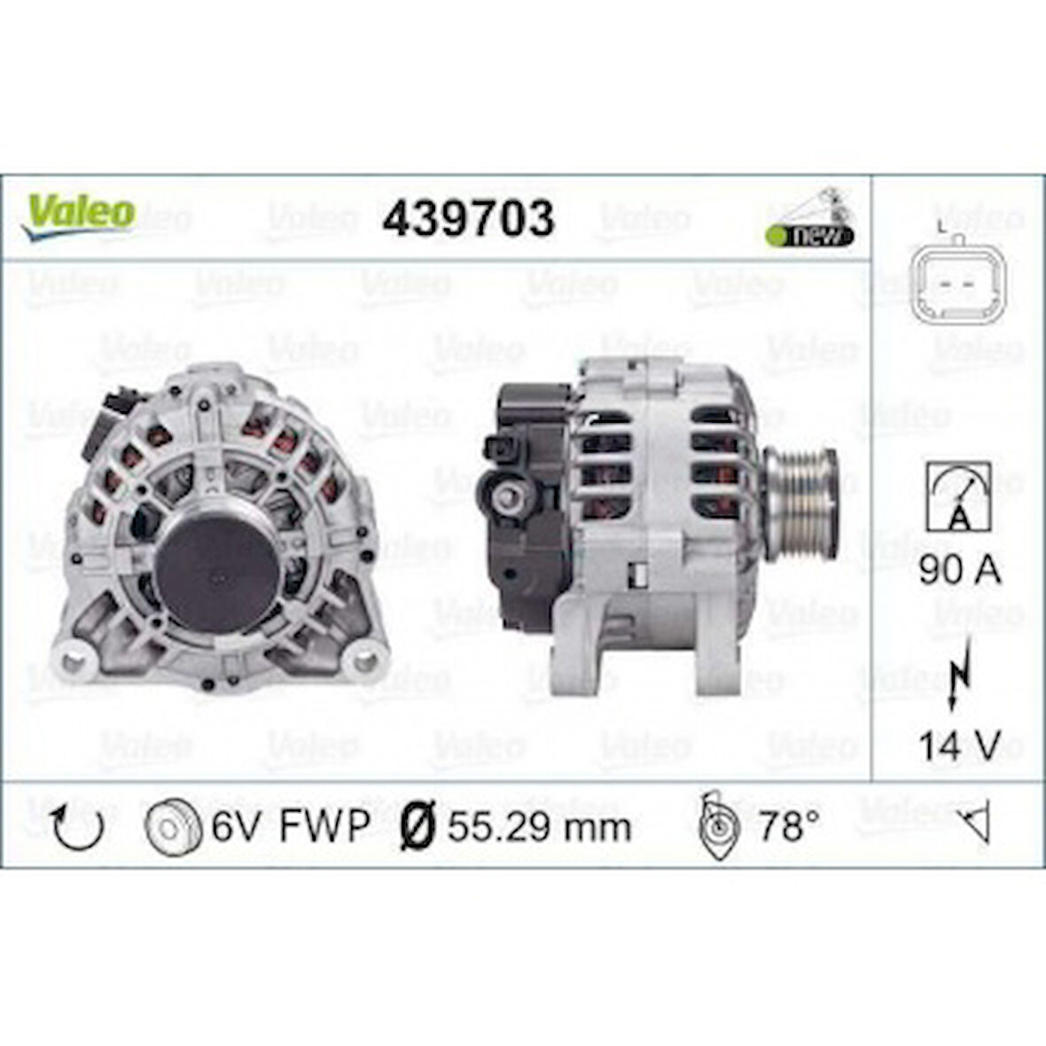 Psa Alternator 12v 90a Nemo Bipper Dv4td (1,4hdi 8v) - Valeo 439703