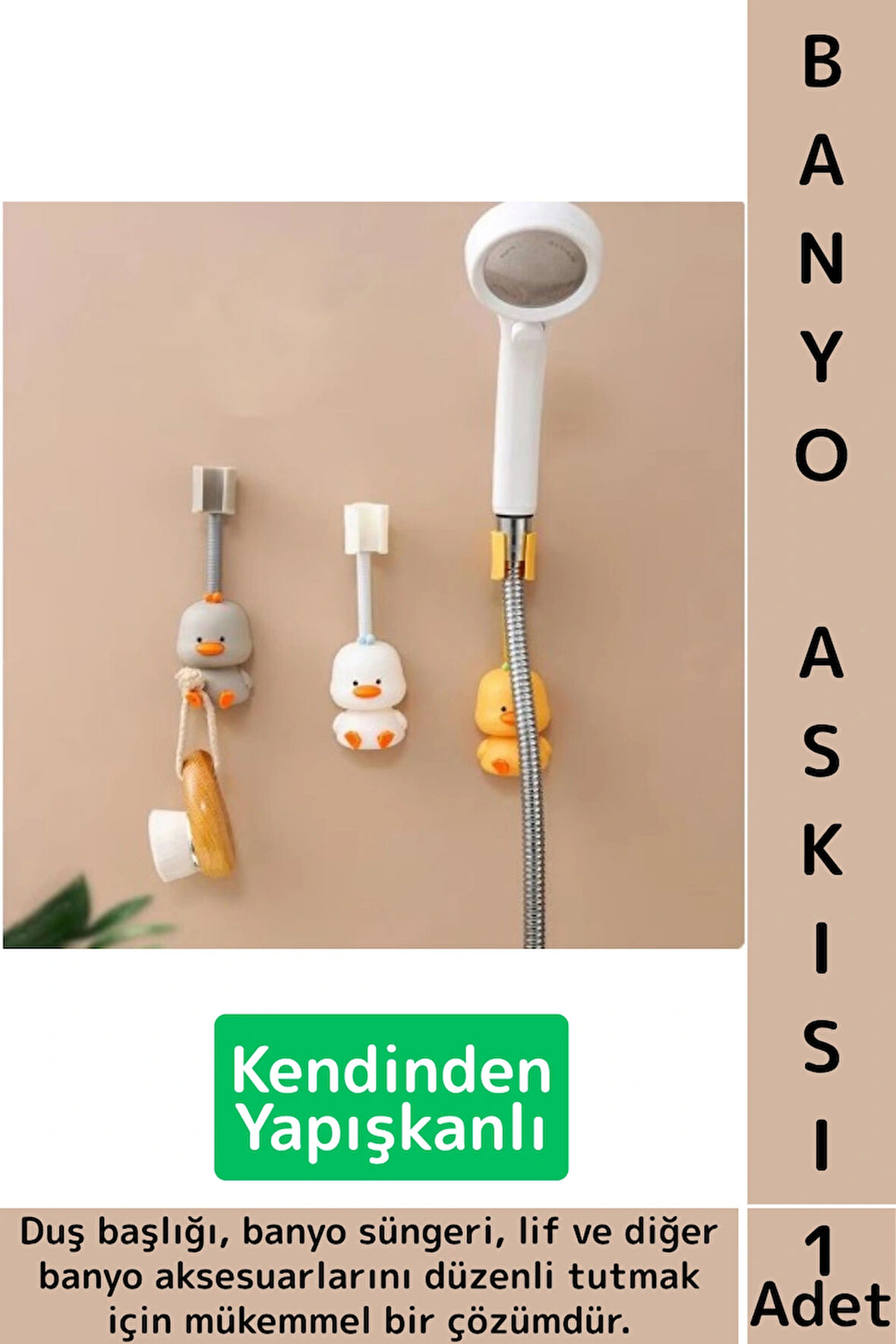 Kendinden Yapışkanlı Sünger Lif Aksesuar Düzenleyici Pratik Sevimli Hayvan Figürü Duş Başlığı Tutucu