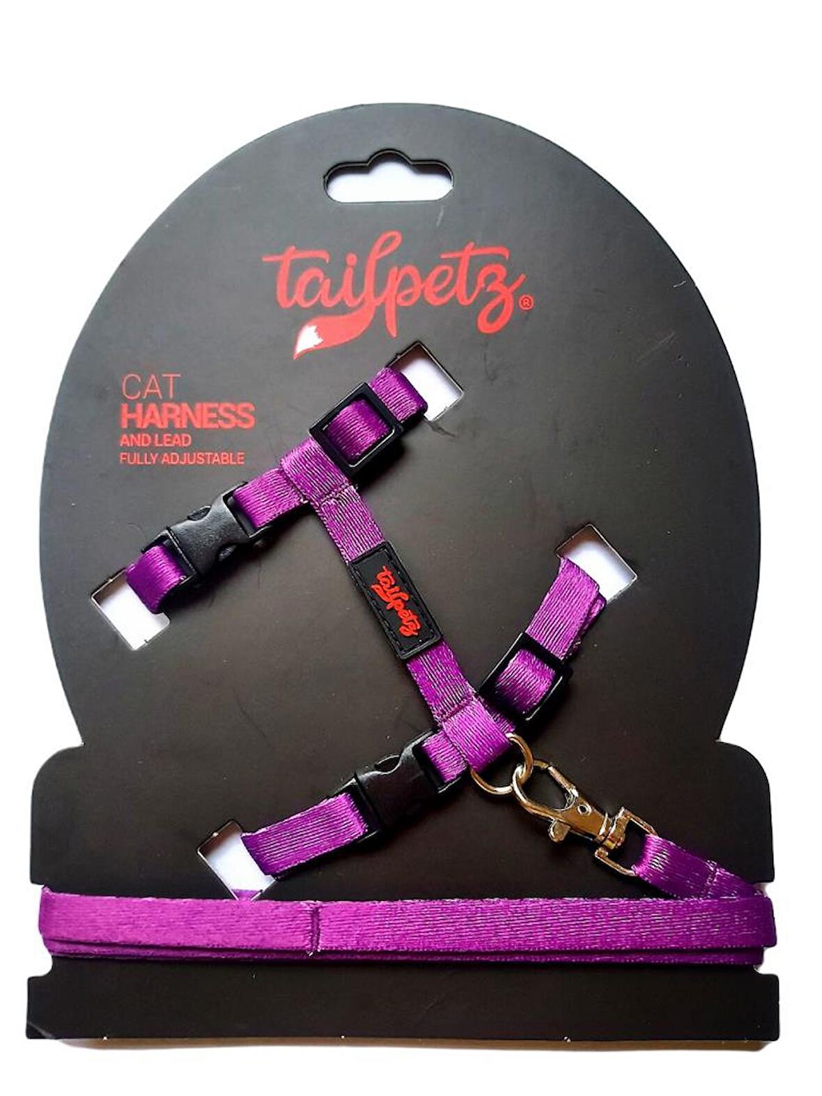 Tailpetz Cat Harnes Purple Ayarlanır Kedi Gezdirme Takım Tasması