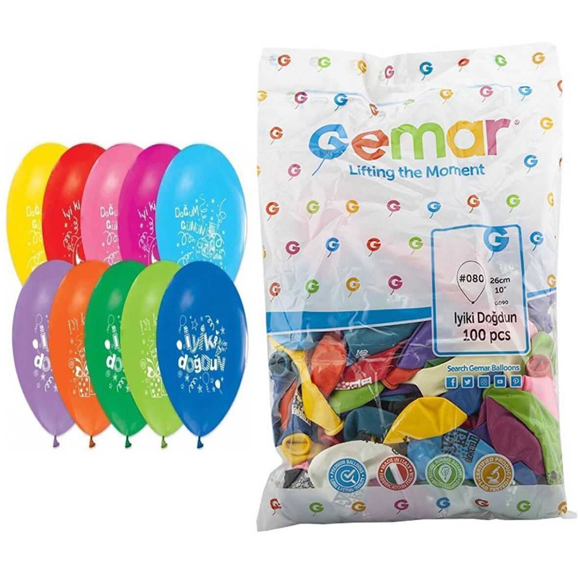 Gemar İyiki Doğdun Baskılı Balon 100 Lü