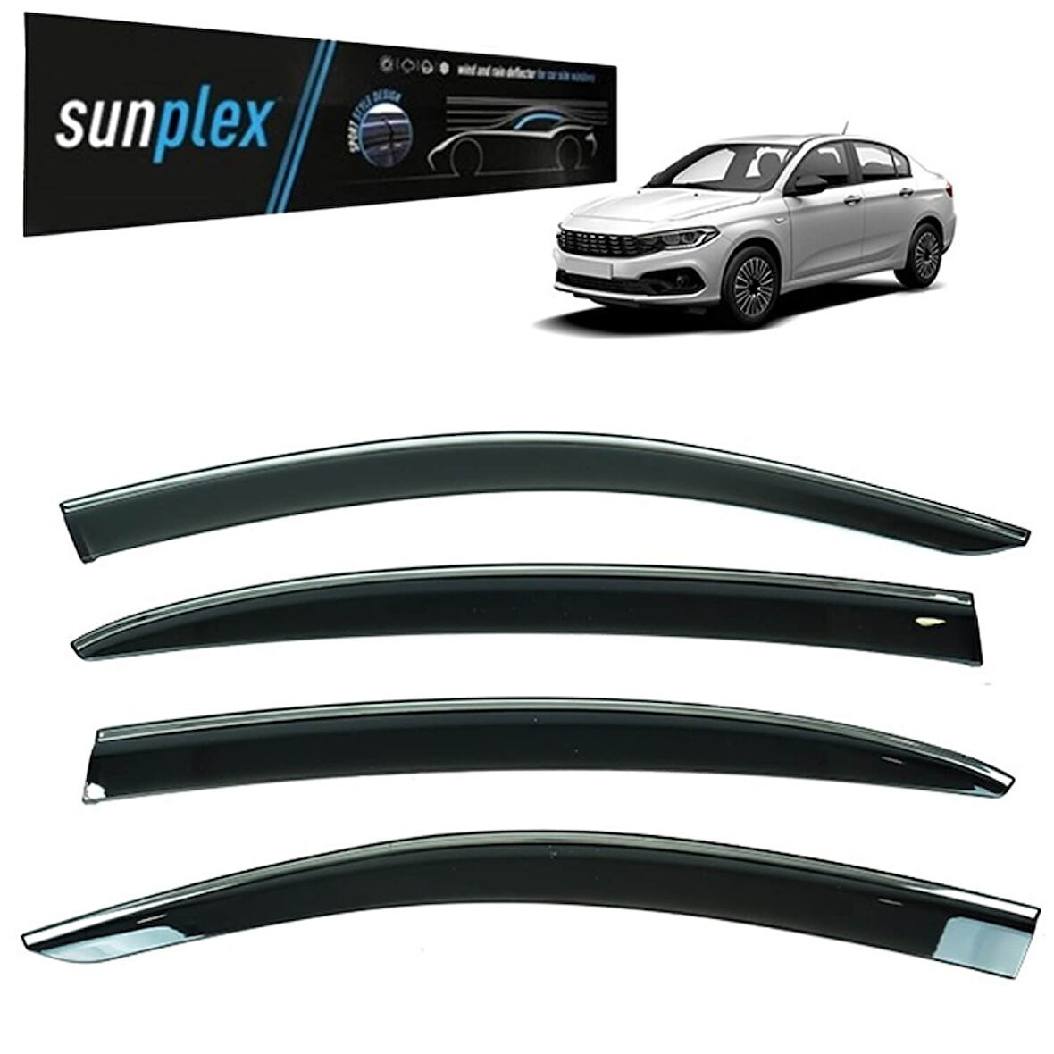 Sunplex Kromlu Cam Rüzgarlığı Fiat Egea 2015-2024 ile uyumlu