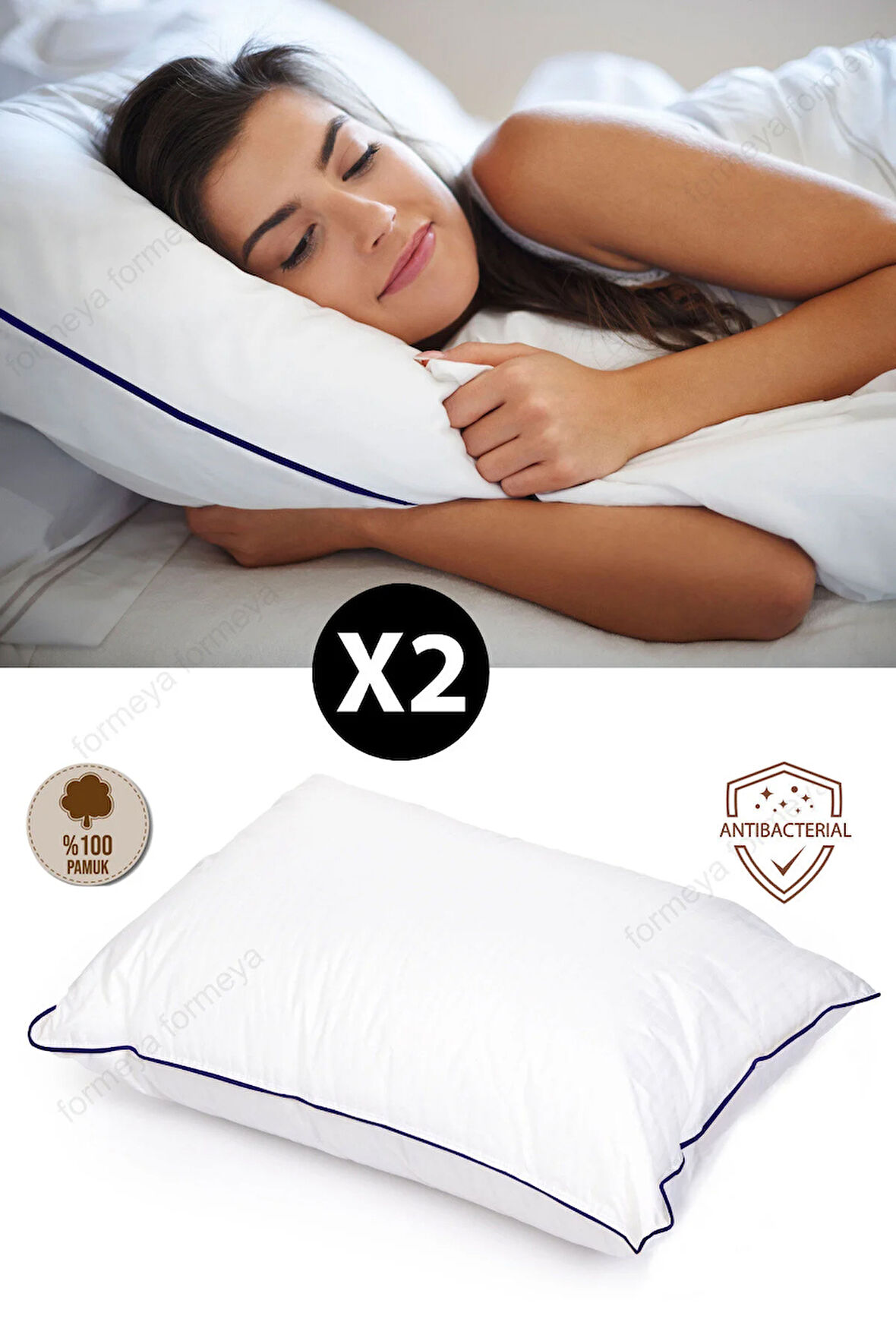 2 Adet Climate Nano Jel Yastık Otel Yastığı 50x70 cm %100 Pamuk Dış Kumaş