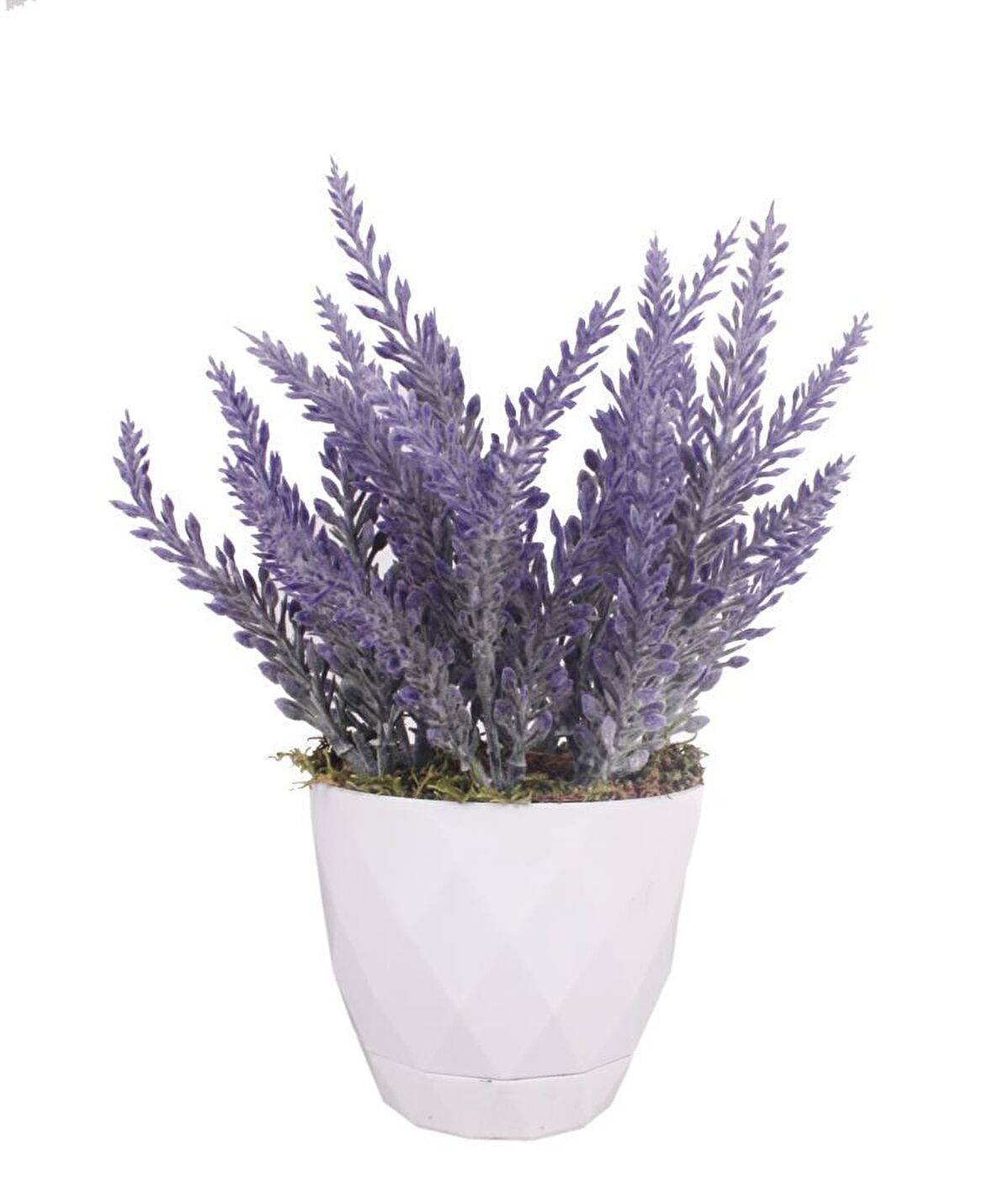 Yapay Çiçek Lavanta Beyaz Saksıda Masa Çiçeği