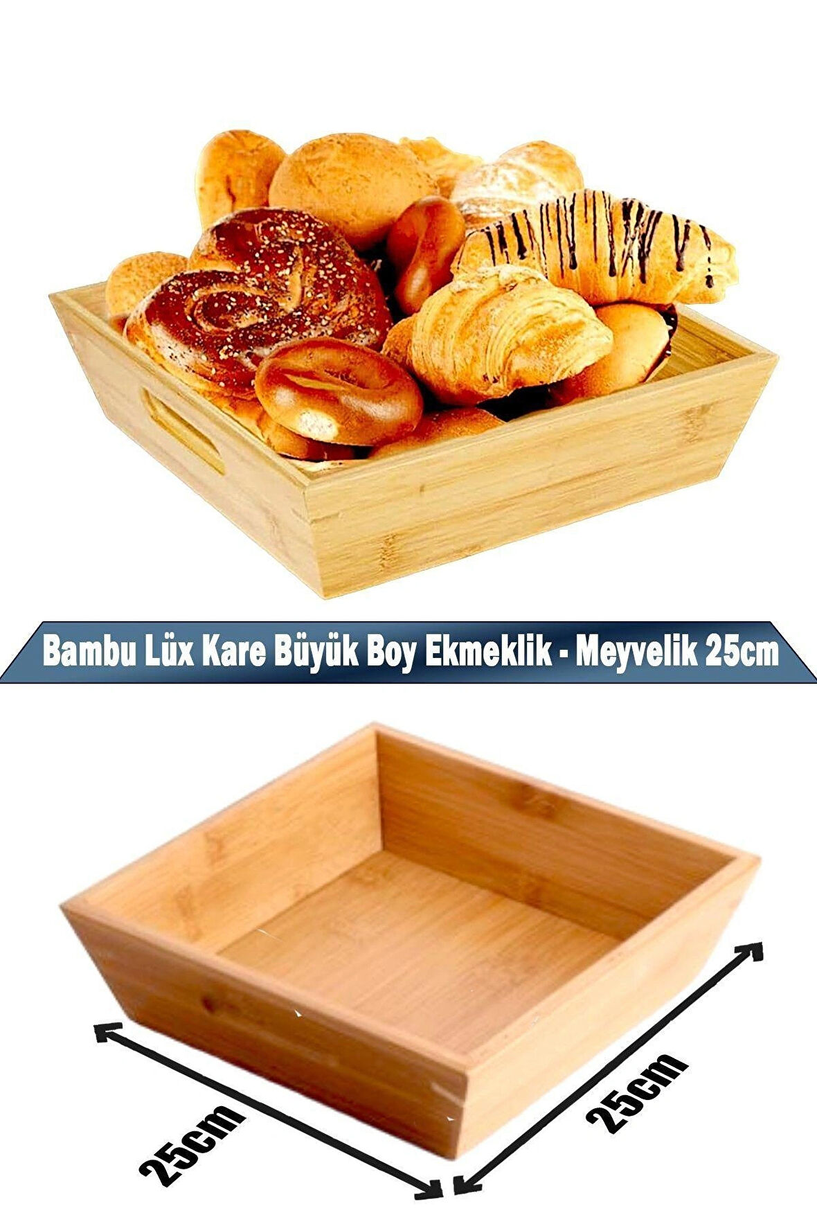 Bambu Lüx Kare Büyük Ekmeklik/Meyvelik