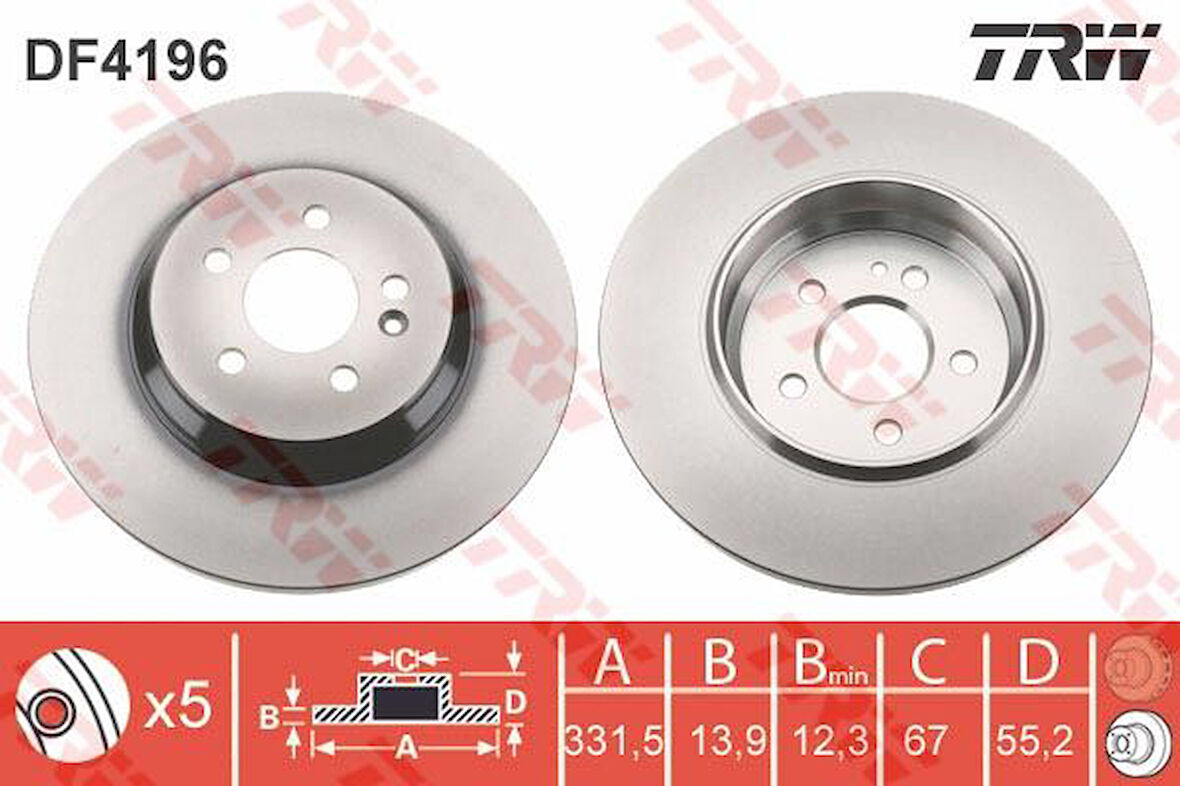Mercedes Fren Diski Arka ML-Class W163 98>05 - Trw Df4196