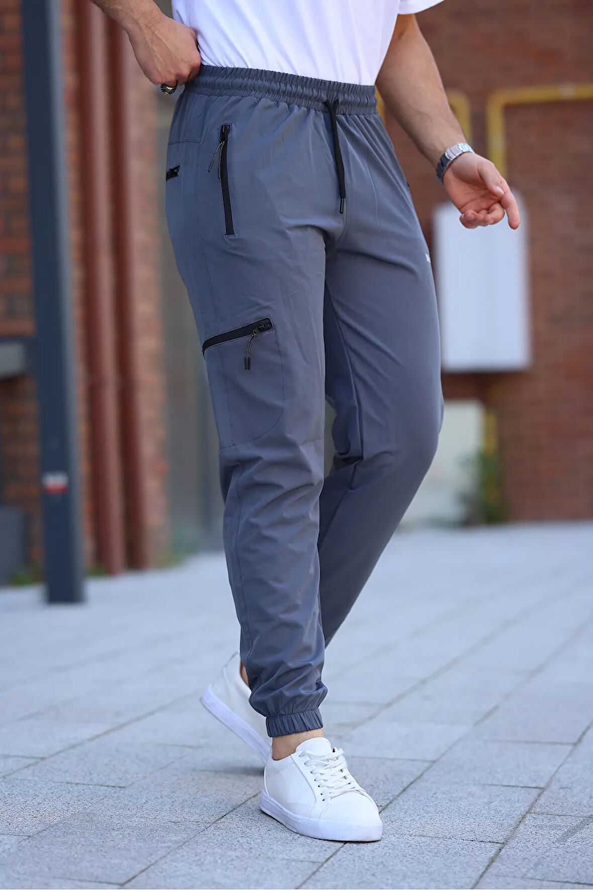 Erkek Gri Eşofman Altı Kaliteli Paraşüt Kumaş