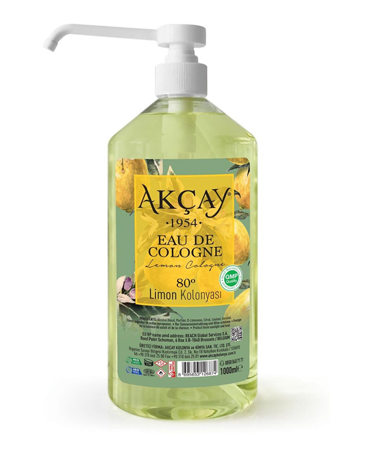 1 LT POMPALI 80° LİMON KOLONYASI 