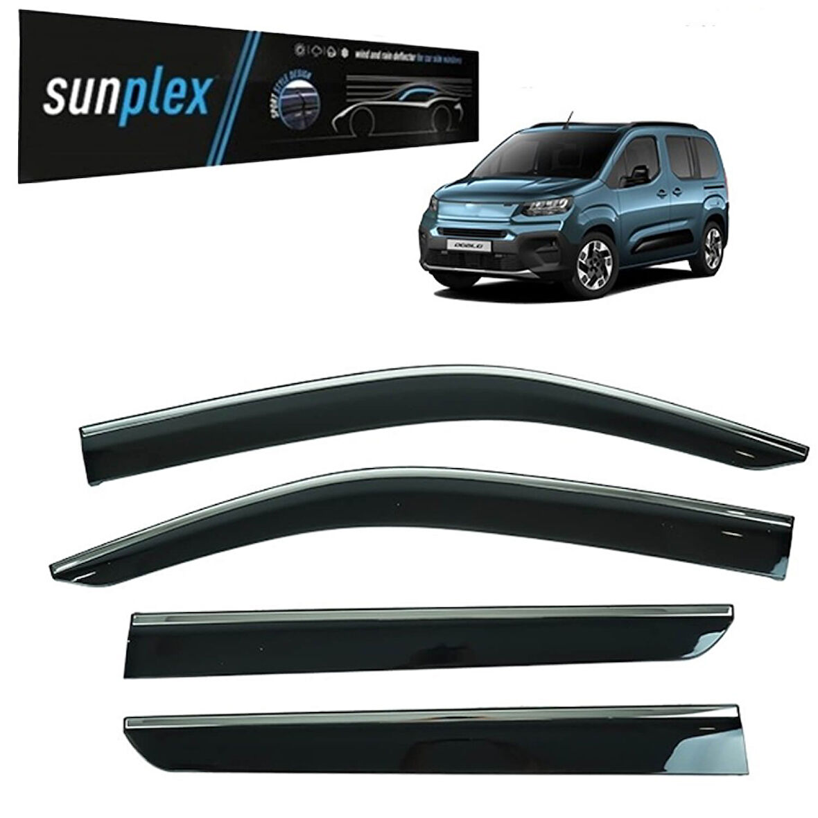 Sunplex Kromlu Cam Rüzgarlığı Fiat Doblo 2023-Sonrası ile uyumlu