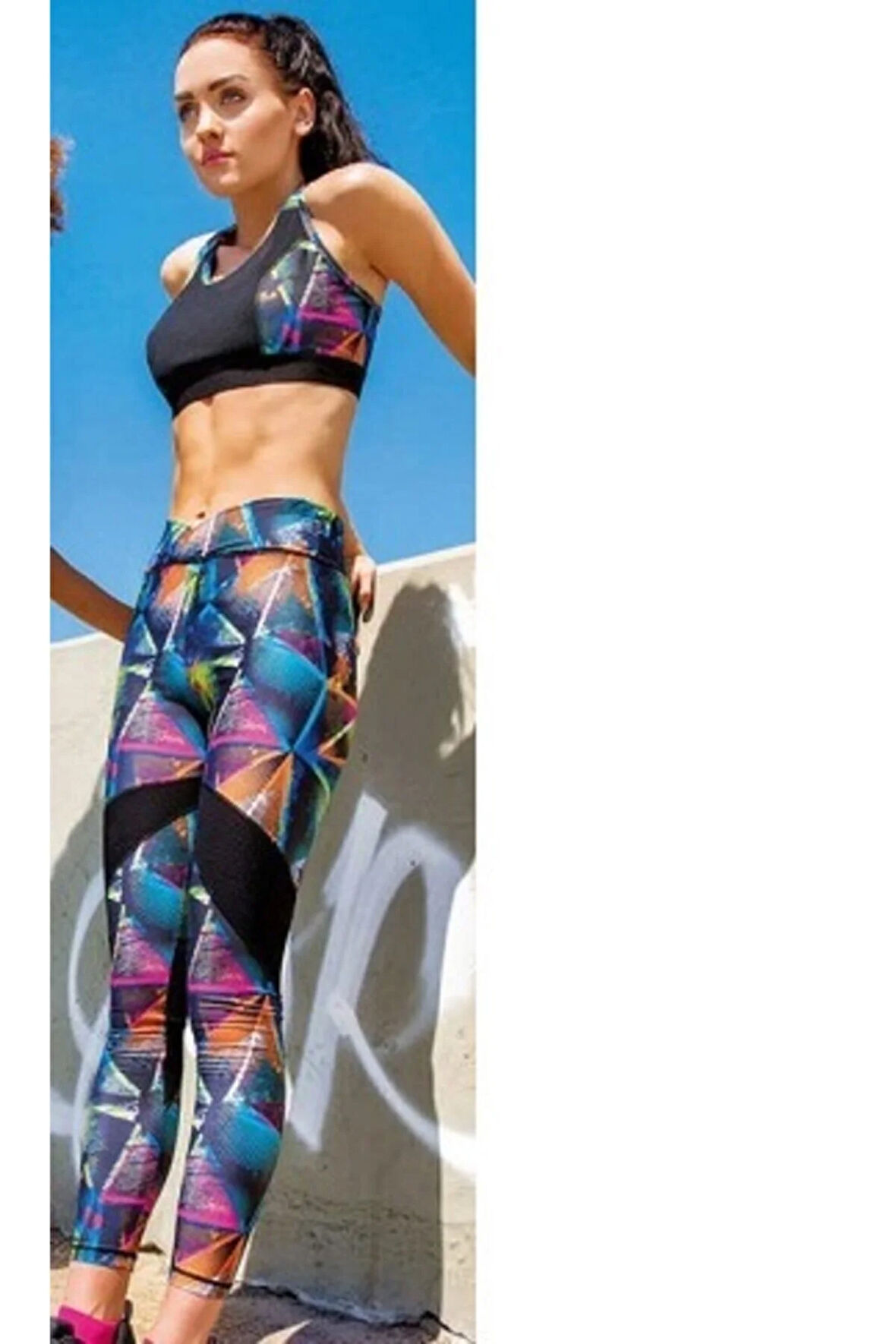 Desenli Kadın Spor Tayt Lacivert