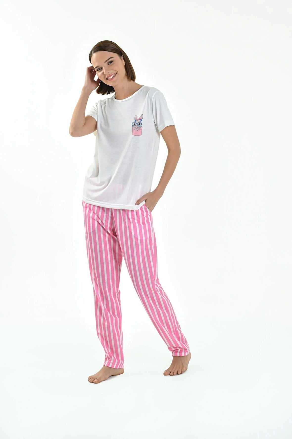 Kadın Yarım Kollu Pijama Takım Bpj1799