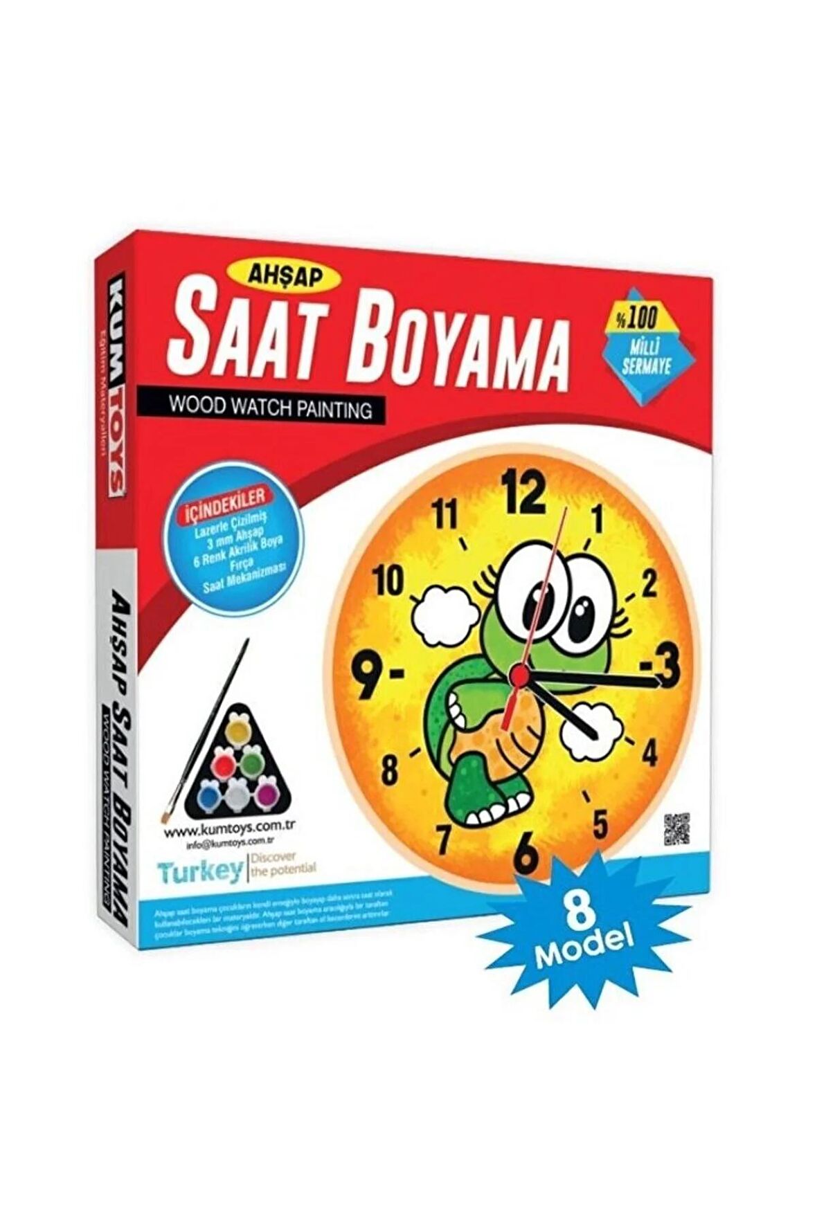 Ahşap Saat Boyama Kutulu