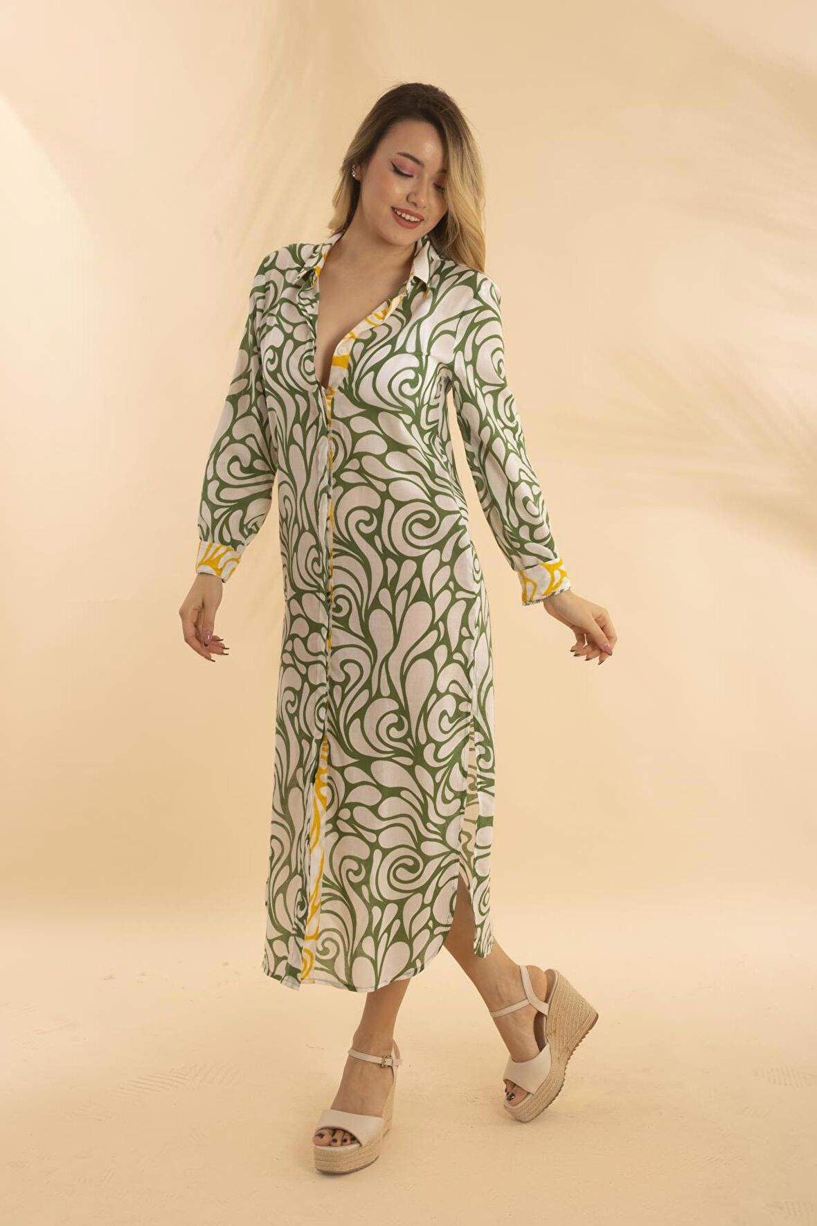 Uzun Gömlek Etnik Haki Bnts-23010