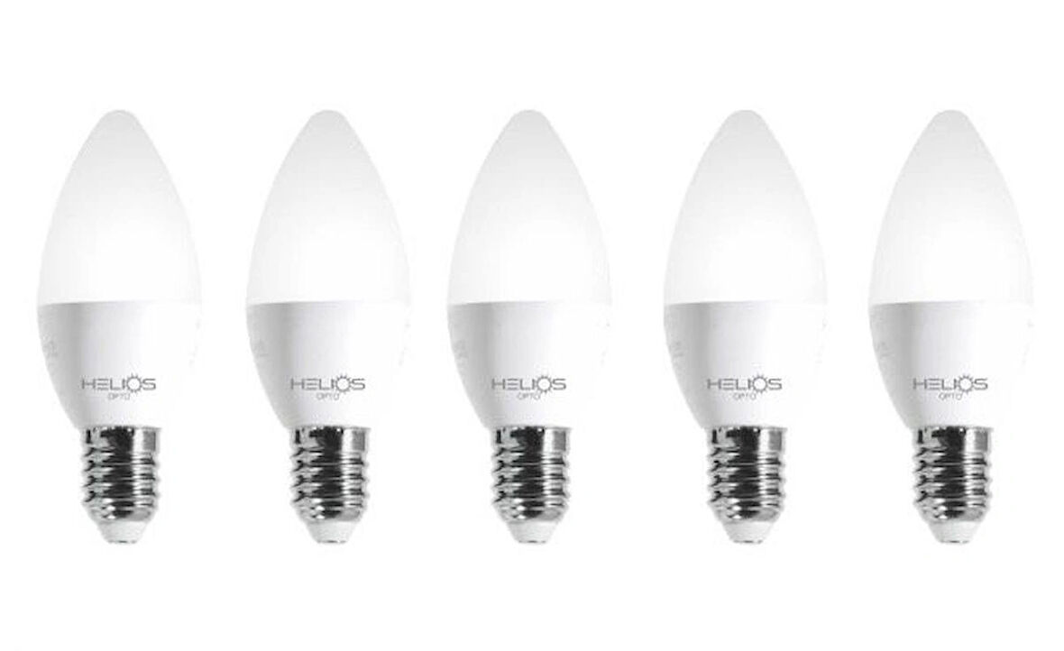5 Adet Helios 8W LED Buji Ampul 6500K Beyaz Işık E-14 İnce Duy ( Avize Ampulü )