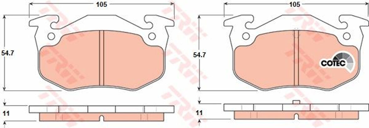 Renault Arka Fren Balatası R9 R11 R19 Clio I II Megane I Symbol Saxo Xsara P306 P309 1,6 / 1,8 / 2,0 - Trw Gdb1305