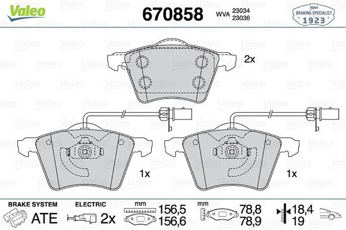Vag On Fren Balatası (fisli) Transporter T4 90>03 - Valeo 670858