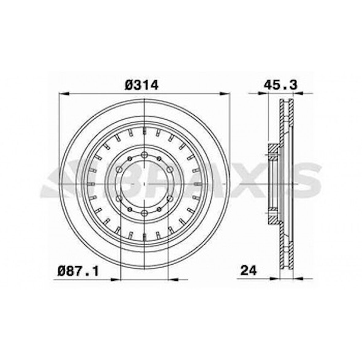 Mitsubıshı Ticarı On Fren Disk Aynası Havalı Pajero 1998-> L200 1996-2007 (4wd) K74t (314x6) - Braxıs Ae0459