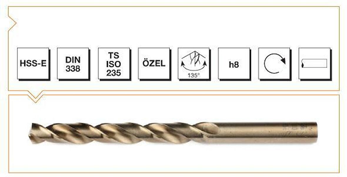 Makina Takım HSSE DIN 338 RN Altın Seri Matkap Ucu 1.9 mm