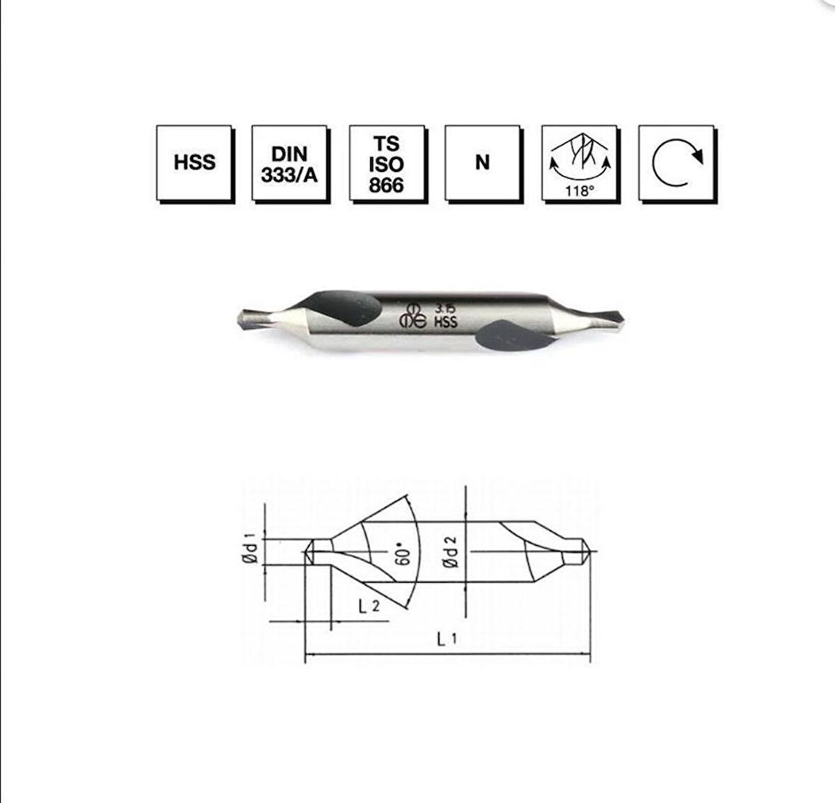 Makina Takım HSS DIN 333/A R Punta Matkabı 1.25 mm