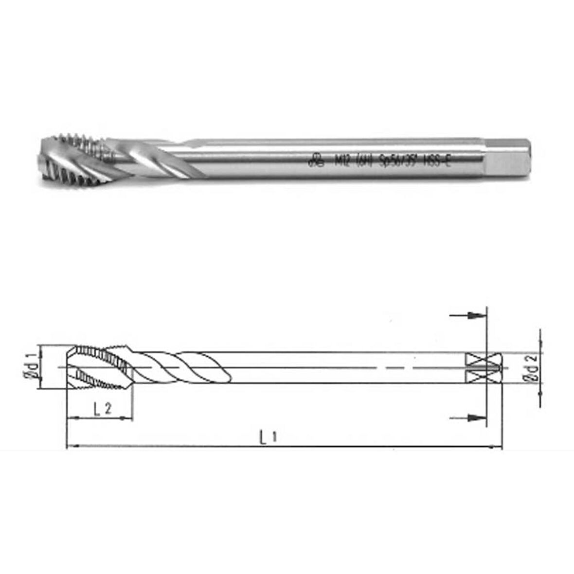 Makine Takım M16 Hss-E Din376/C Helis Kanallı Makine Kılavuzu-Mte