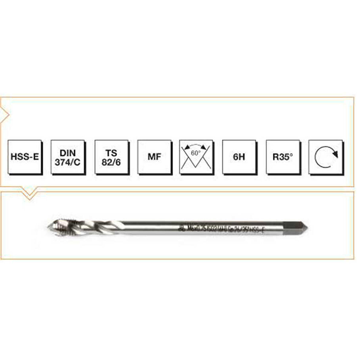 Makine Takım Hss-E Dın 374/C Metrik İnce Vidalı Helis Kanallı Makine Kılavuzu M20X1.5Mm-Mte B00105790340