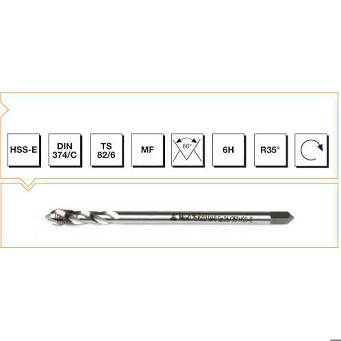Makine Takım Hss-E Dın 374/C Metrik İnce Vidalı Helis Kanallı Makine Kılavuzu M12X1-Mte B00105790391