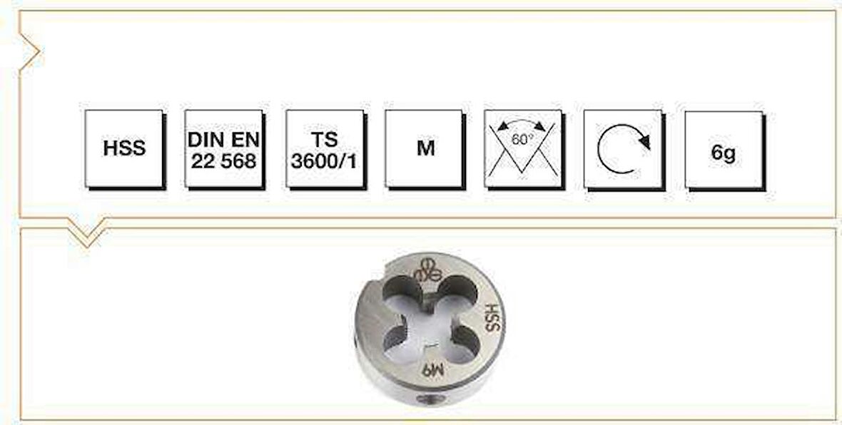 Makine Takım B00110020300 Hss Dın 223/B Metrik Normal Pafta Lokması M3X0.5, 1 Adet