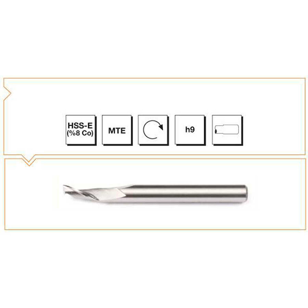 Makine Takım 8X8X120 Hss-E (%8Co) Mte Normu Tek Ağızlı Alüminyum Freze-Mte B00276510800