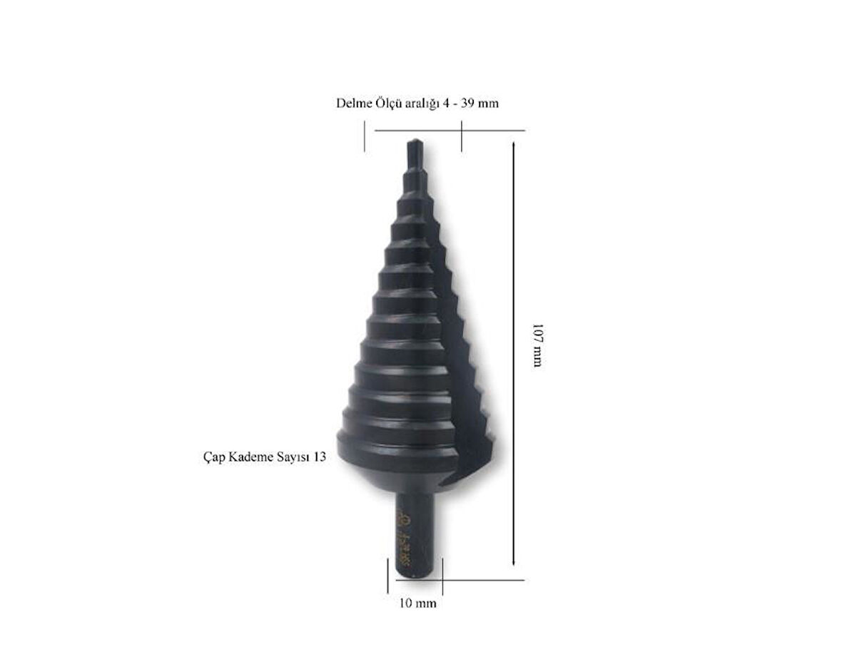 Makina Takım HSS 13 Kademeli Sac Delme Matkabı 4-39 mm - MTE B00314010539