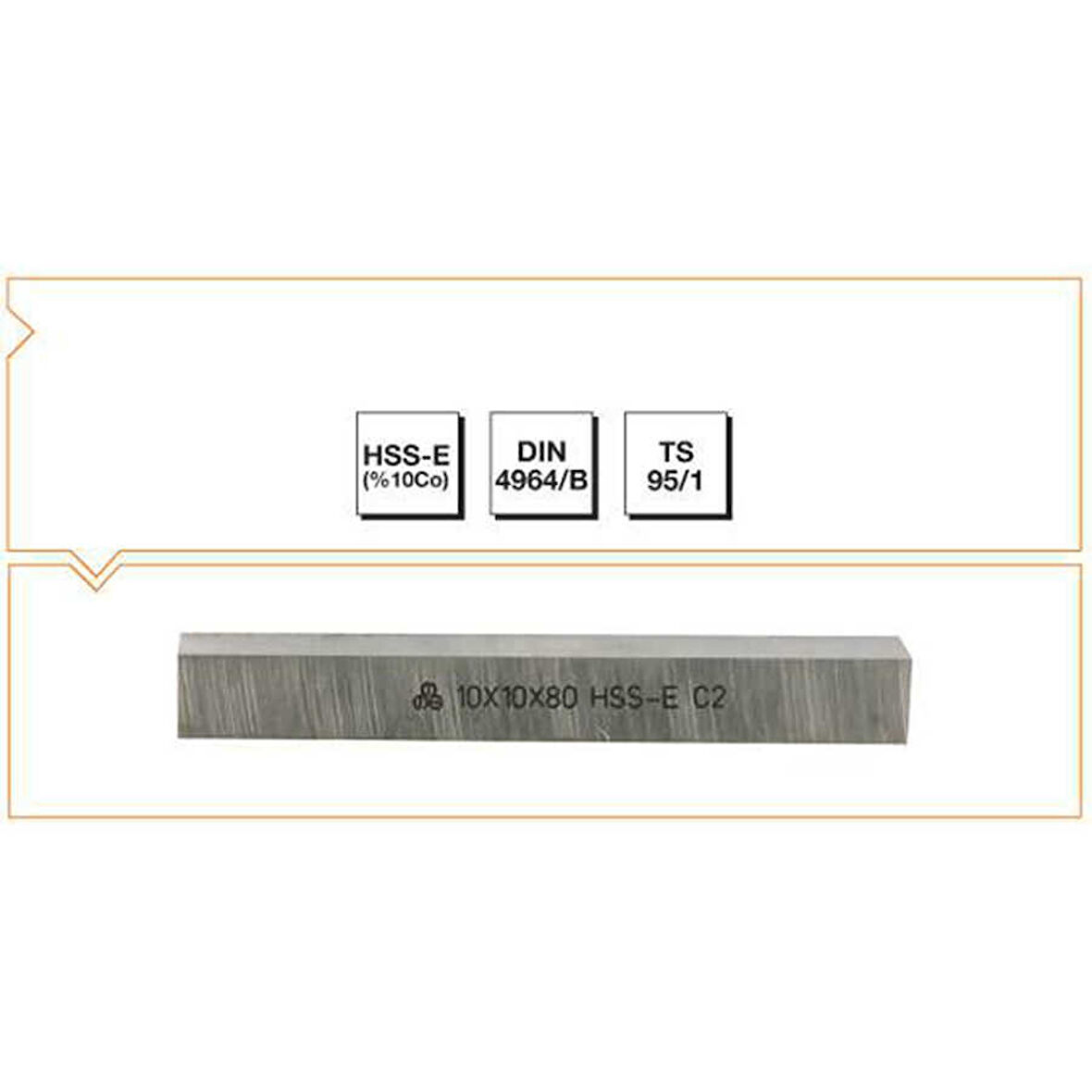 Makina Takım 8X8X125 HSS - E (%10Co) DIN 4964/B Kare Kesitli Torna Kalemi - MTE B00400808125