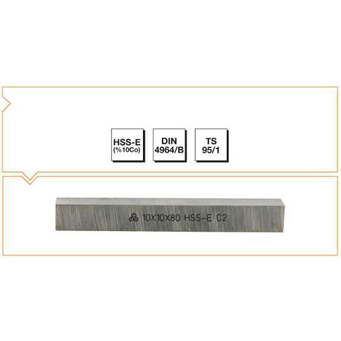 Makine Takım 10X10X100 Hss - E (%10Co) Dın 4964/B Kare Kesitli Torna Kalemi-Mte B00401010100