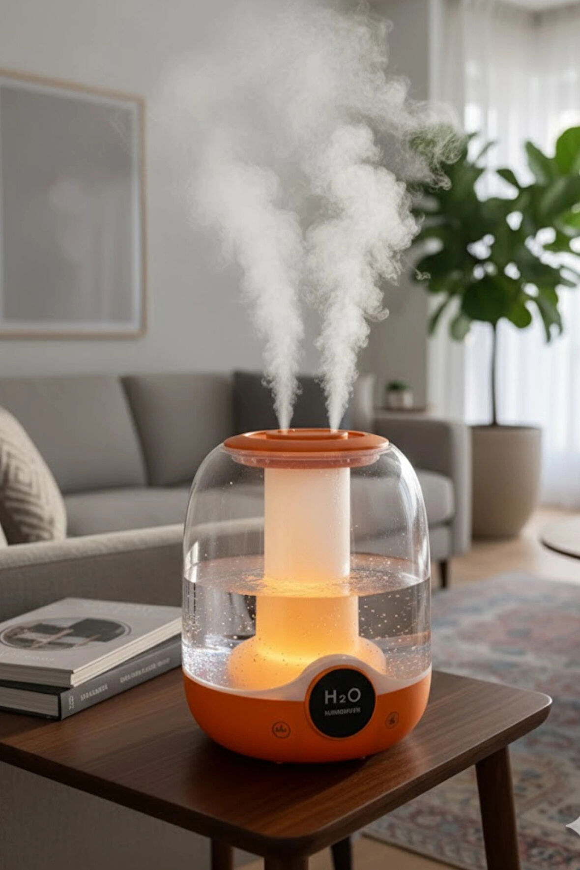 Glr K07 Turuncu Çift Spreyli Ultrasonik Sessiz Hava Nemlendirici ve Gece Lambası | 3L Kapasite
