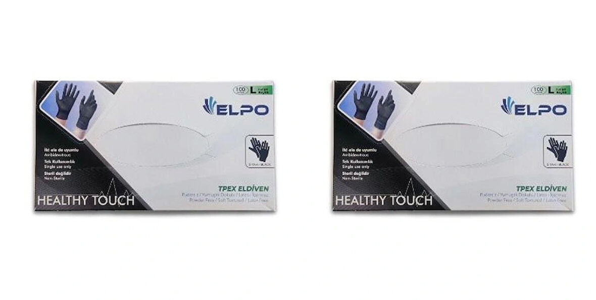 ELPO Siyah Pudrasız Hibrit Eldiven L Beden 100 Adet ( 2 PAKET )