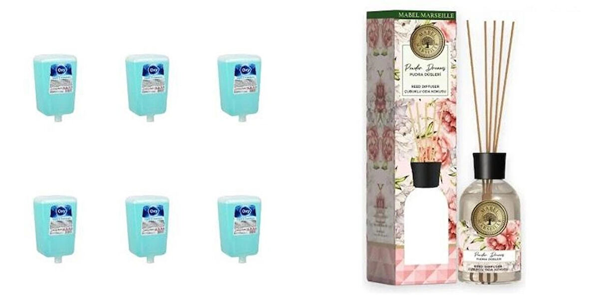 Oxy Köpük El Sabunu Yedek Kartuş 1 Lt * 6 Adet ( Çubuklu Oda Kokusu Hediyeli )