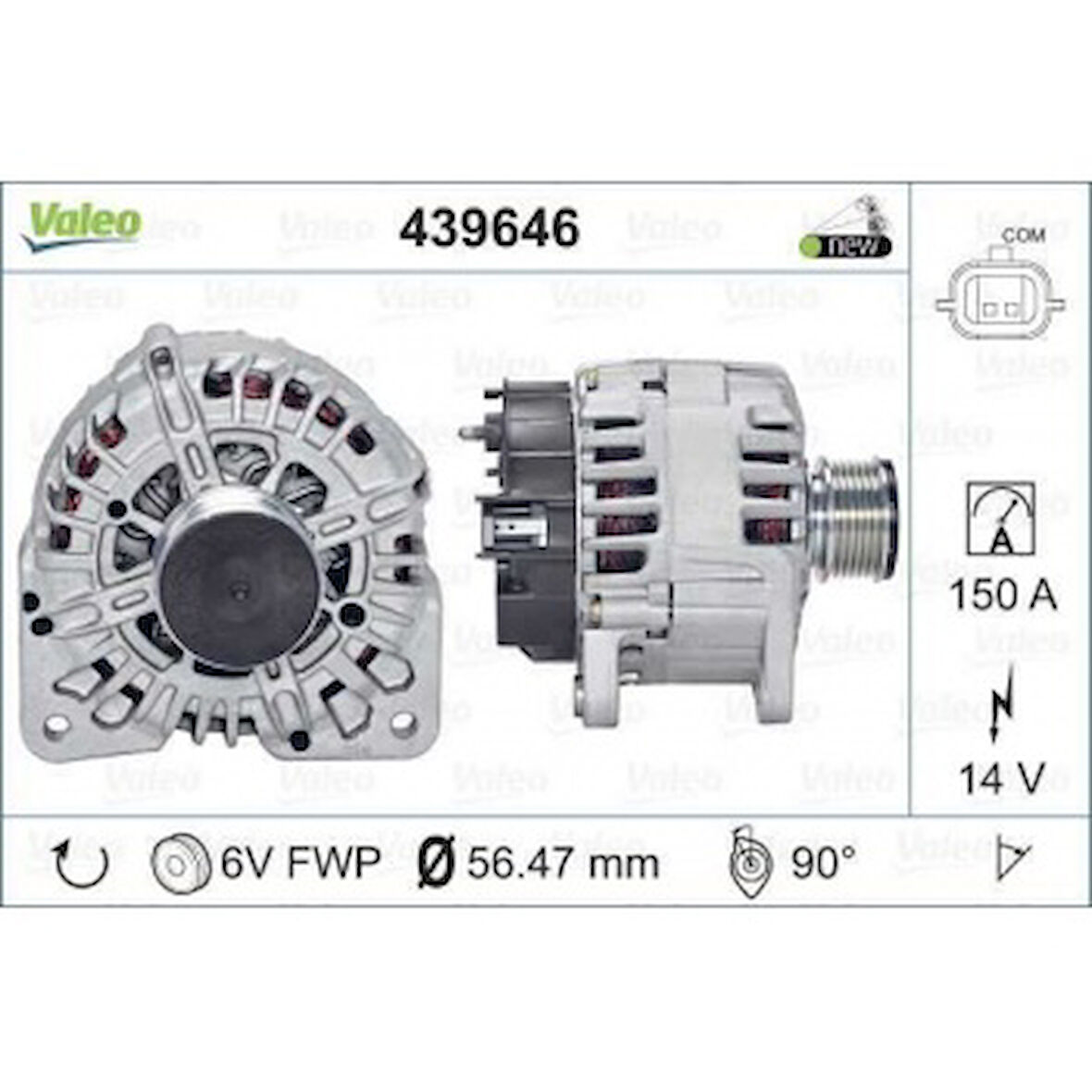 Renault Alternator 12v 150a Captur I 13> Fluence 10> Laguna III 07>15 Megane IV 15> Symbol III 13> Duster 10 - Valeo 439646