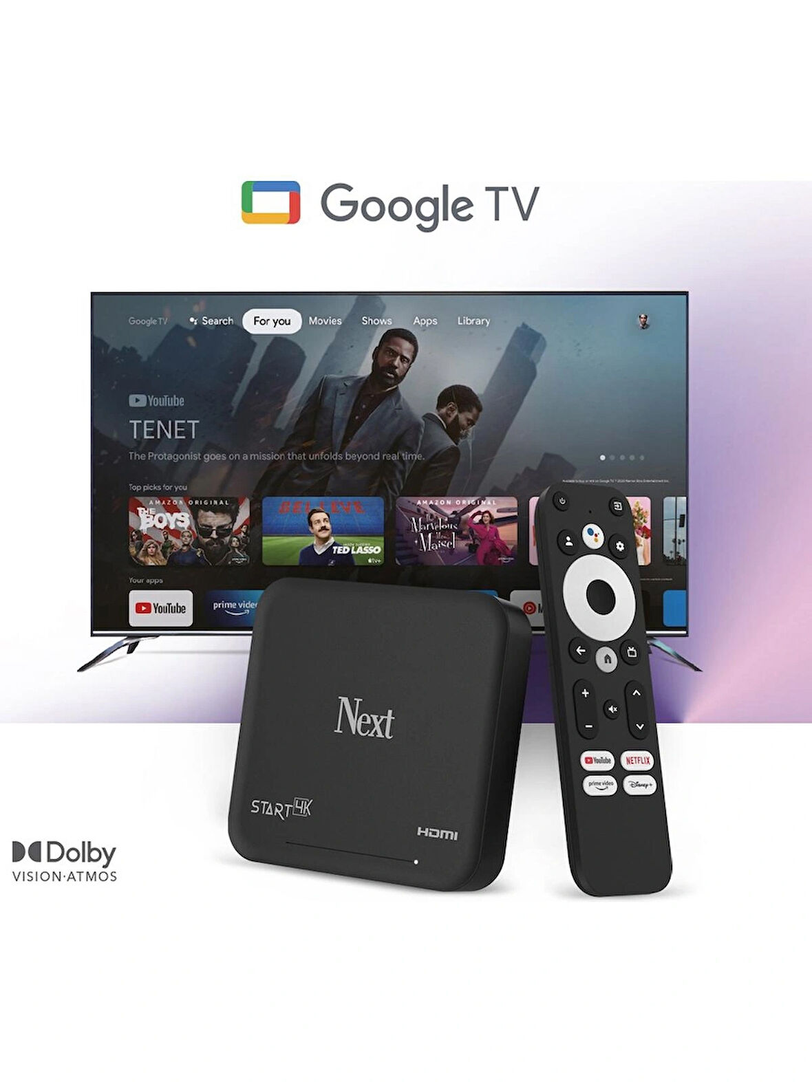 Next Start 4K UHD Google Tv Android TV Box Google Sertifaklı + 12 Aylık D-Smart Go Mega Paket Hediyeli