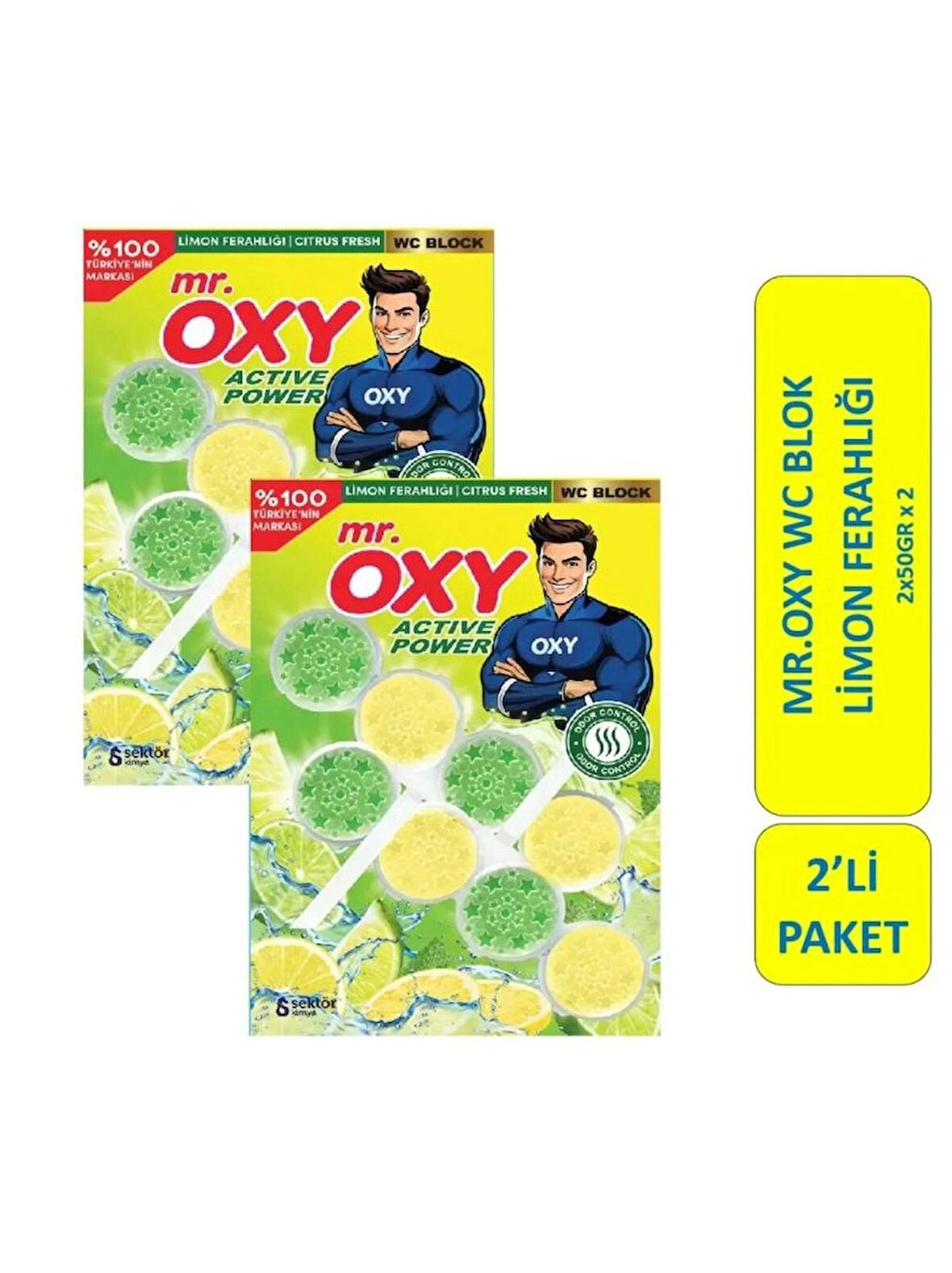 Oxy Mr. Oxy Klozet Wc Blok Limon Ferahlığı 2*50GR x 2 Adet