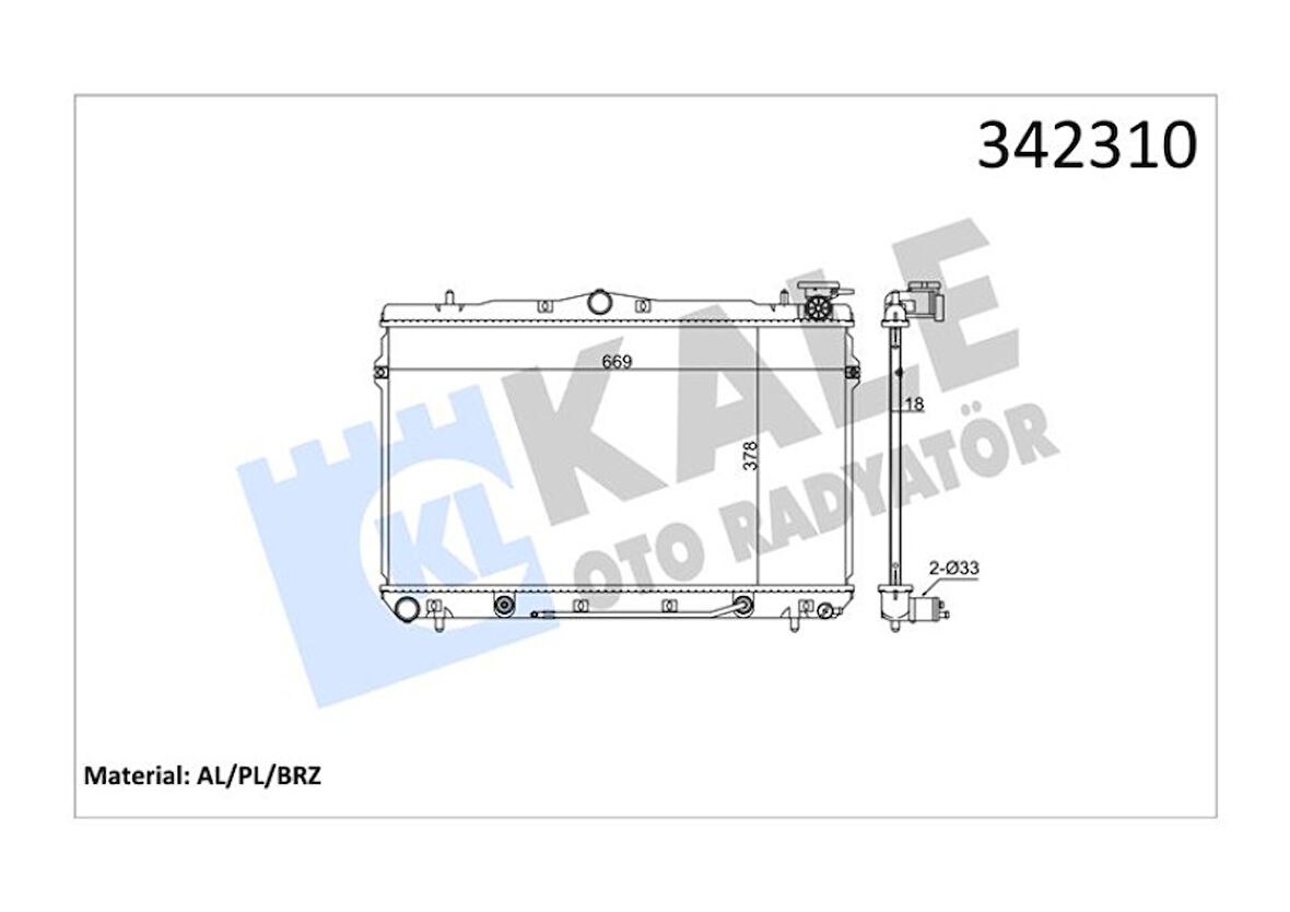 Hyundaı Motor Su Radyatoru Hyundaı Elantra 1,5 1,6 96> Otomatık (375x668x16) - Kale 342310