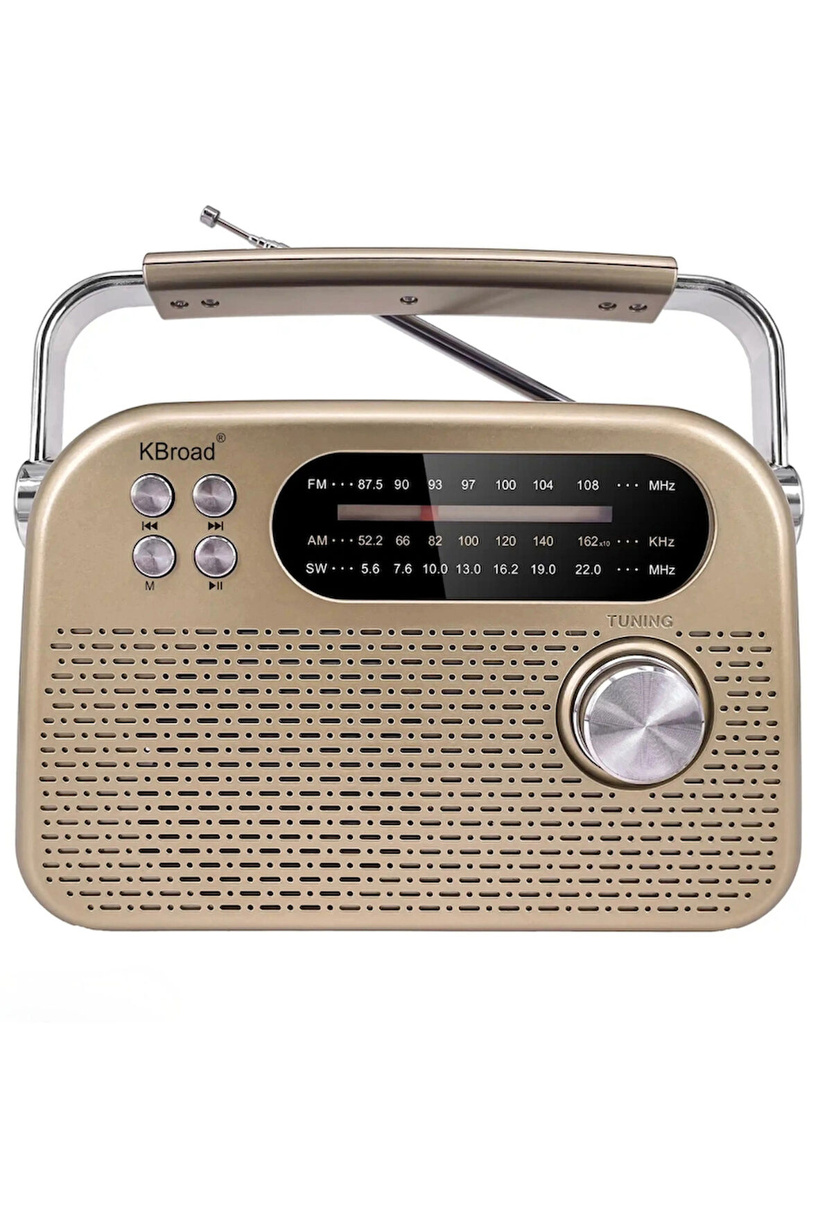 KBroad KTF-2026 Sarı Full Band Radyo - Nostaljik Görünümlü, DC Şarjlı, Güçlü Ses Çıkışlı