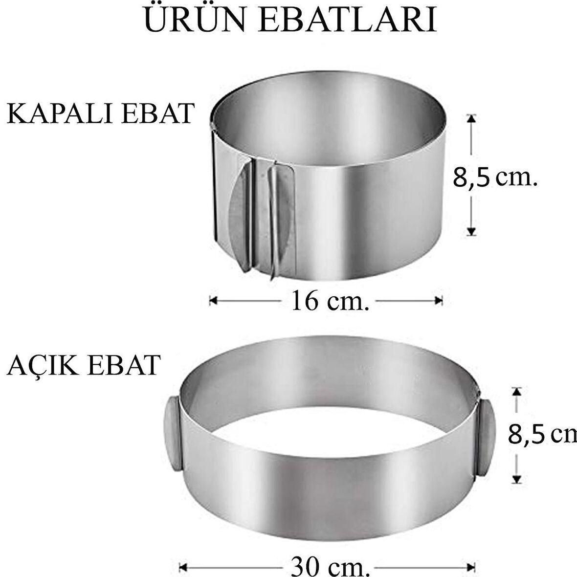 Ayarlanabilir Turta Çemberi 16-30 cm  / Yuvarlak Pasta Kalıbı