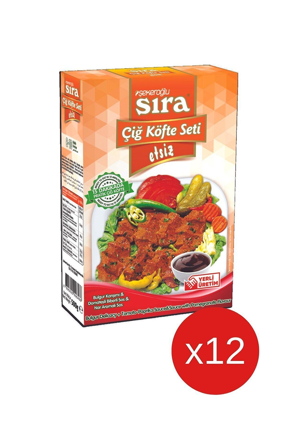 Sıra Çiğ Köfte Seti Etsiz 12 x 500 Gr ( 12 Adet )