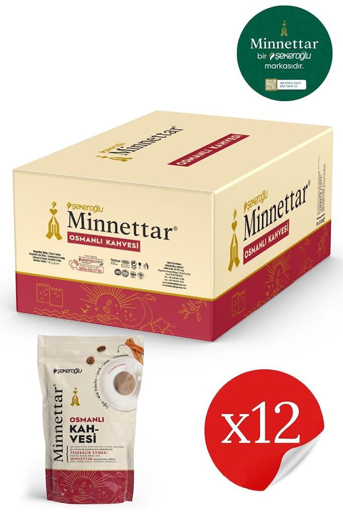 Minnettar Osmanlı Kahve 12 X 165 gr ( 12 Paket )