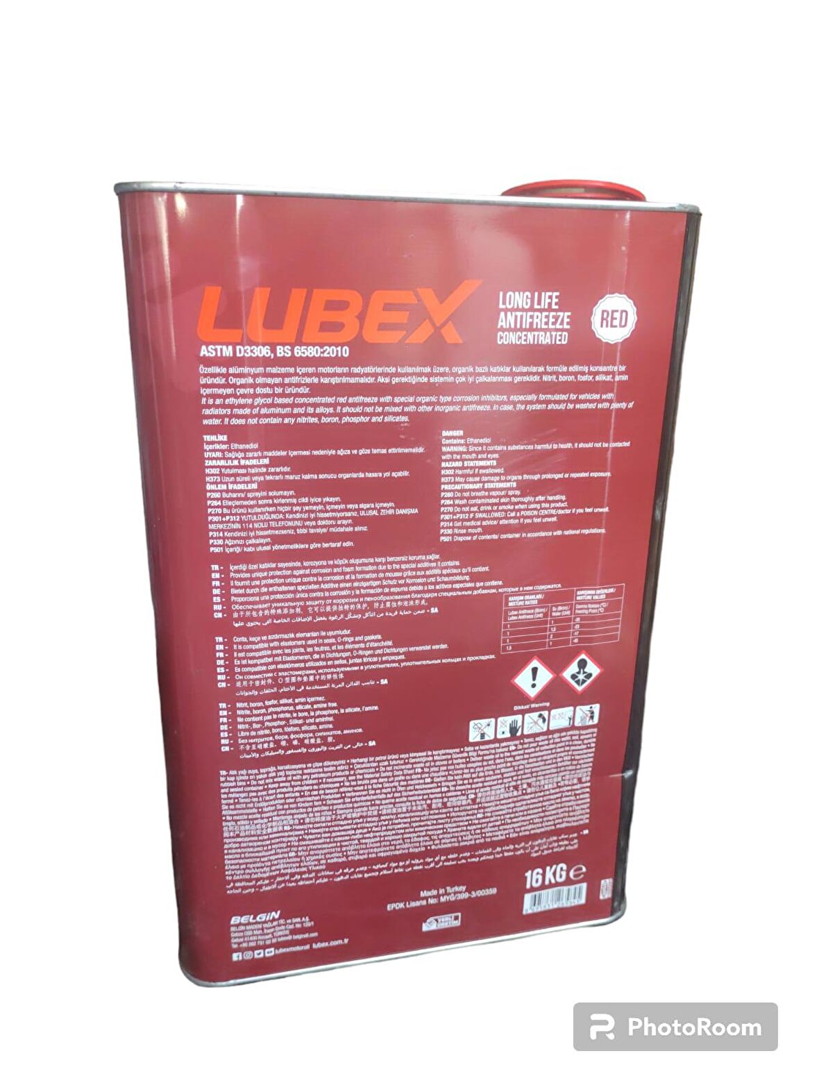 LUBEX LONG LIFE RED ANTFREEZE 16 KG TNK